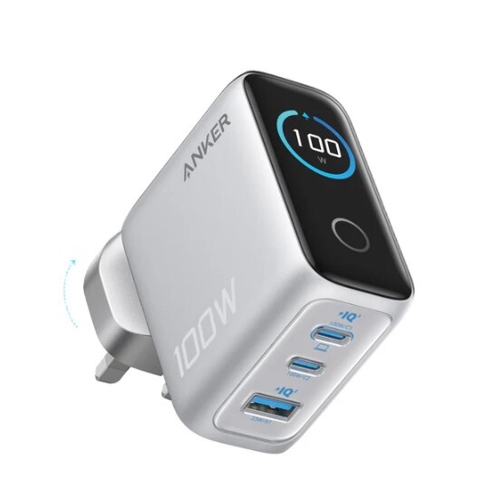 Anker Charger (100W, 3 Ports, Smart Display) 3輸出牆插充電器連 USB-C 充電線 #B121
