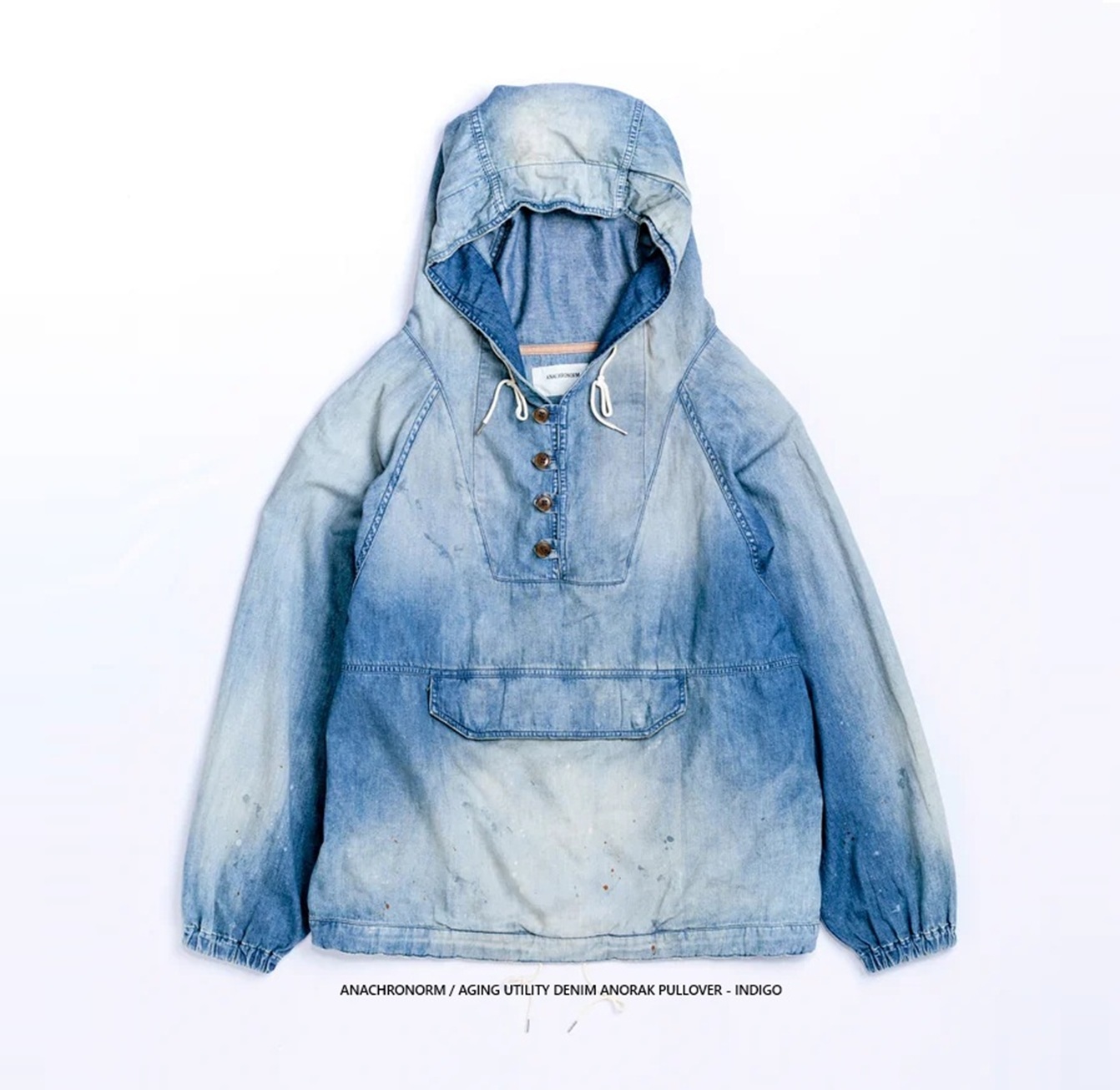 ANACHRONORM 2026 AGING UTILITY DENIM ANORAK PULLOVER AN412-W - INDIGO PRE ORDER ITEM (預訂中)