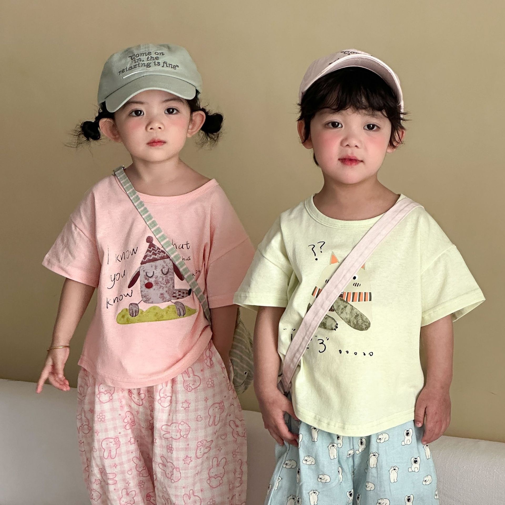 四色純棉圓領動物上衣