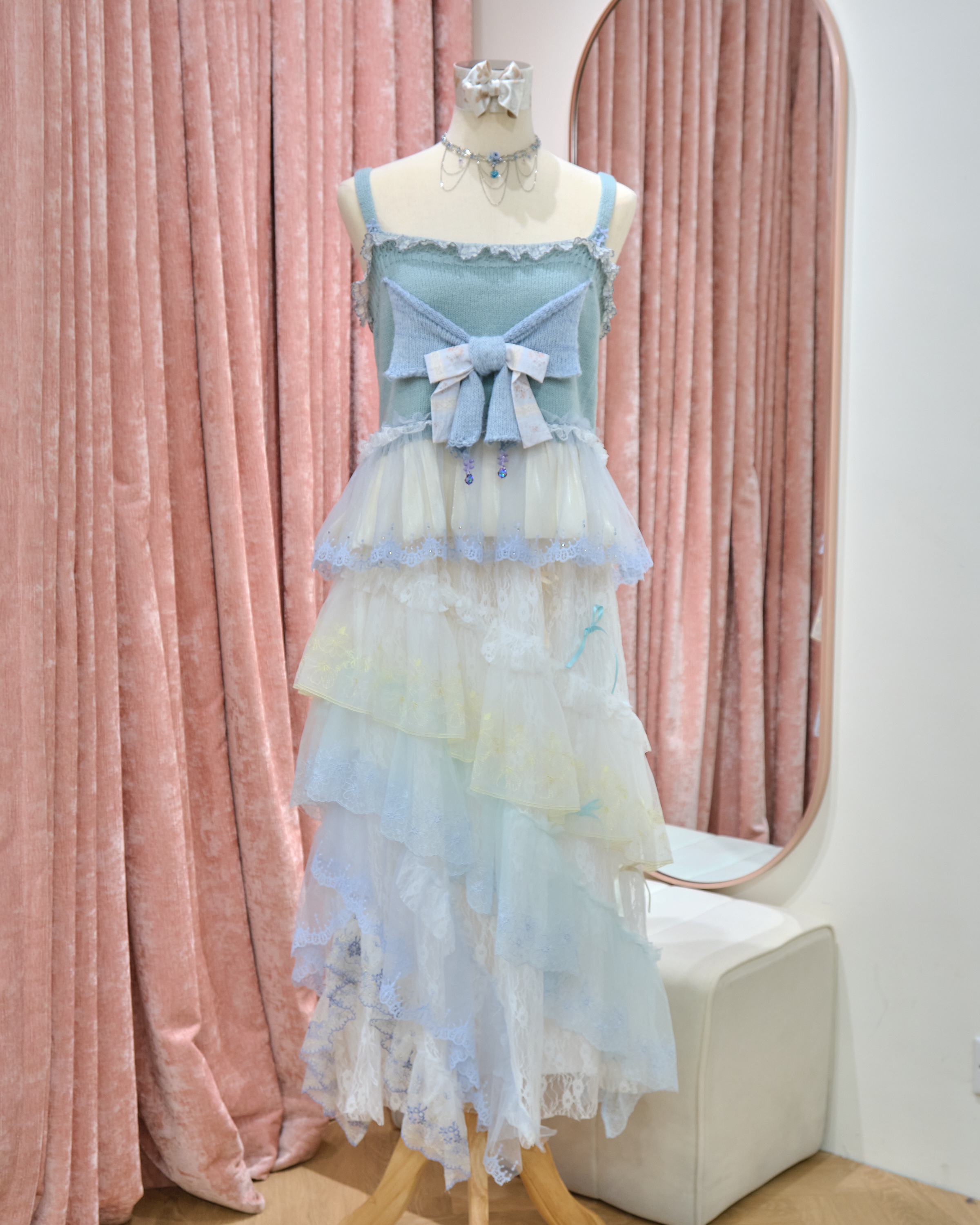 13362 Iridescent Tiered Lace Princess Long Skirt