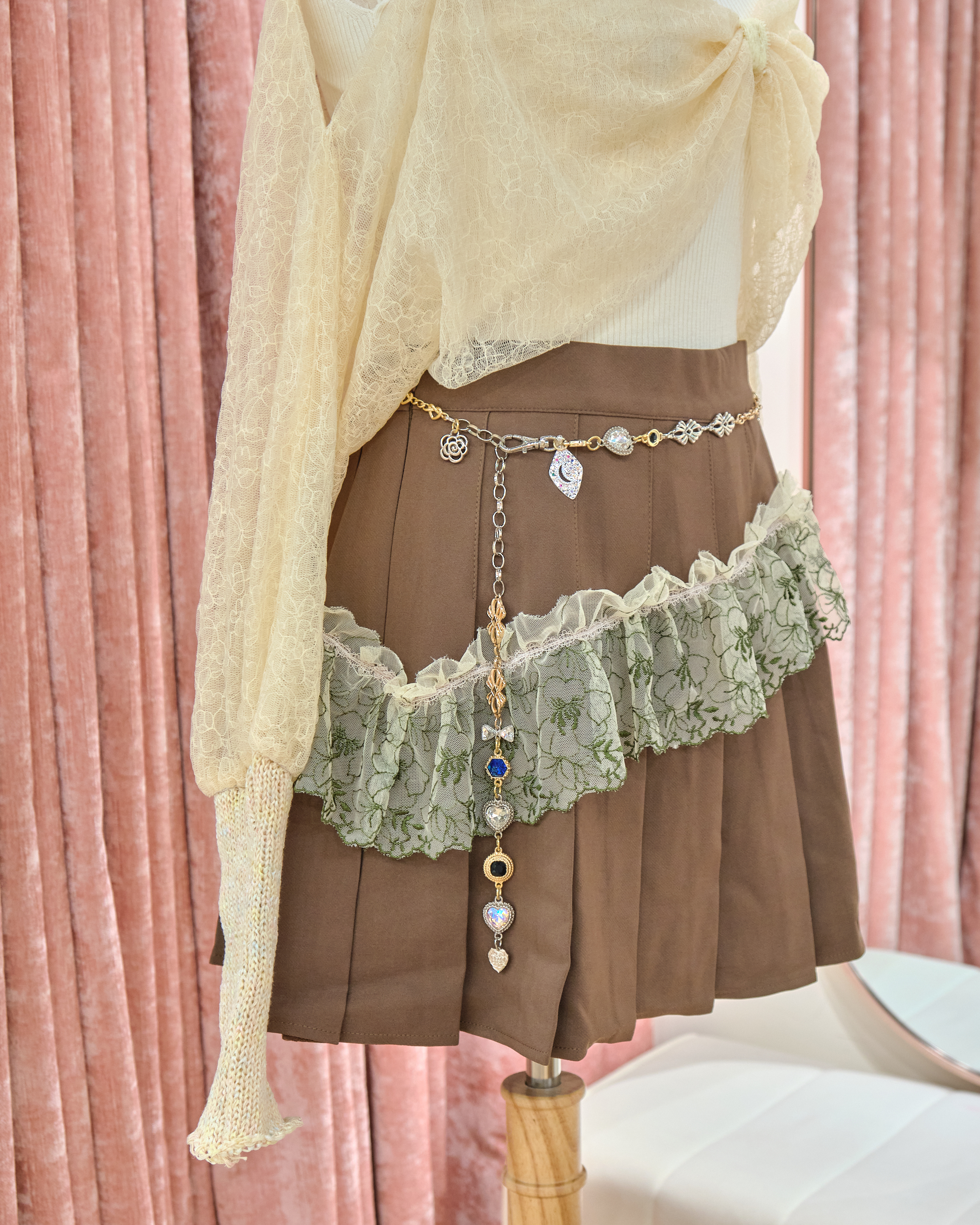 13352 Dreamy Chain Bow Layered Tulle Skirt