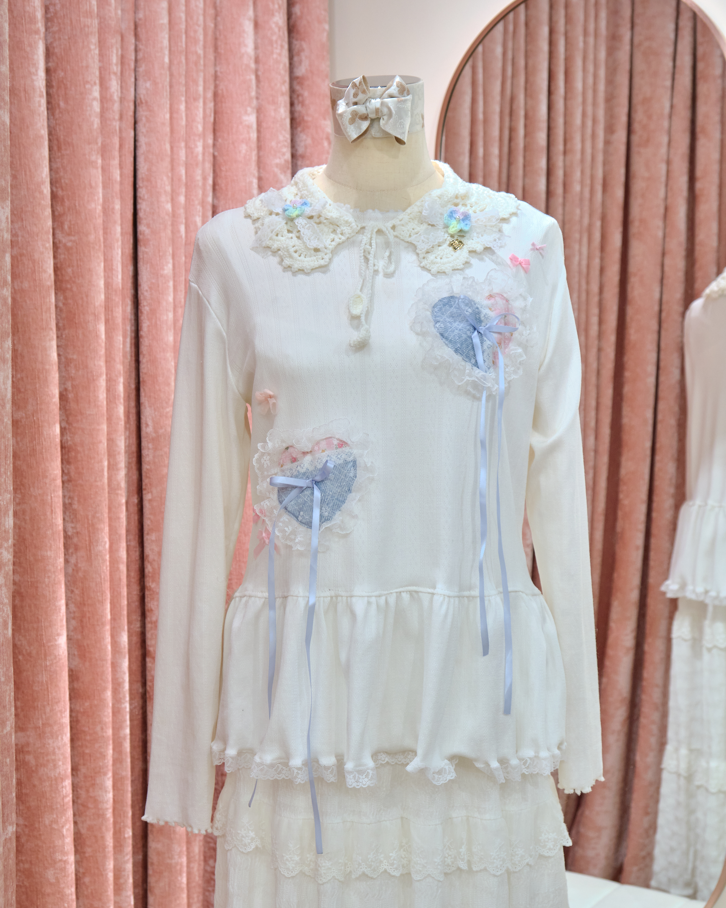 13346 Cream Lace Princess Collar Knit Series