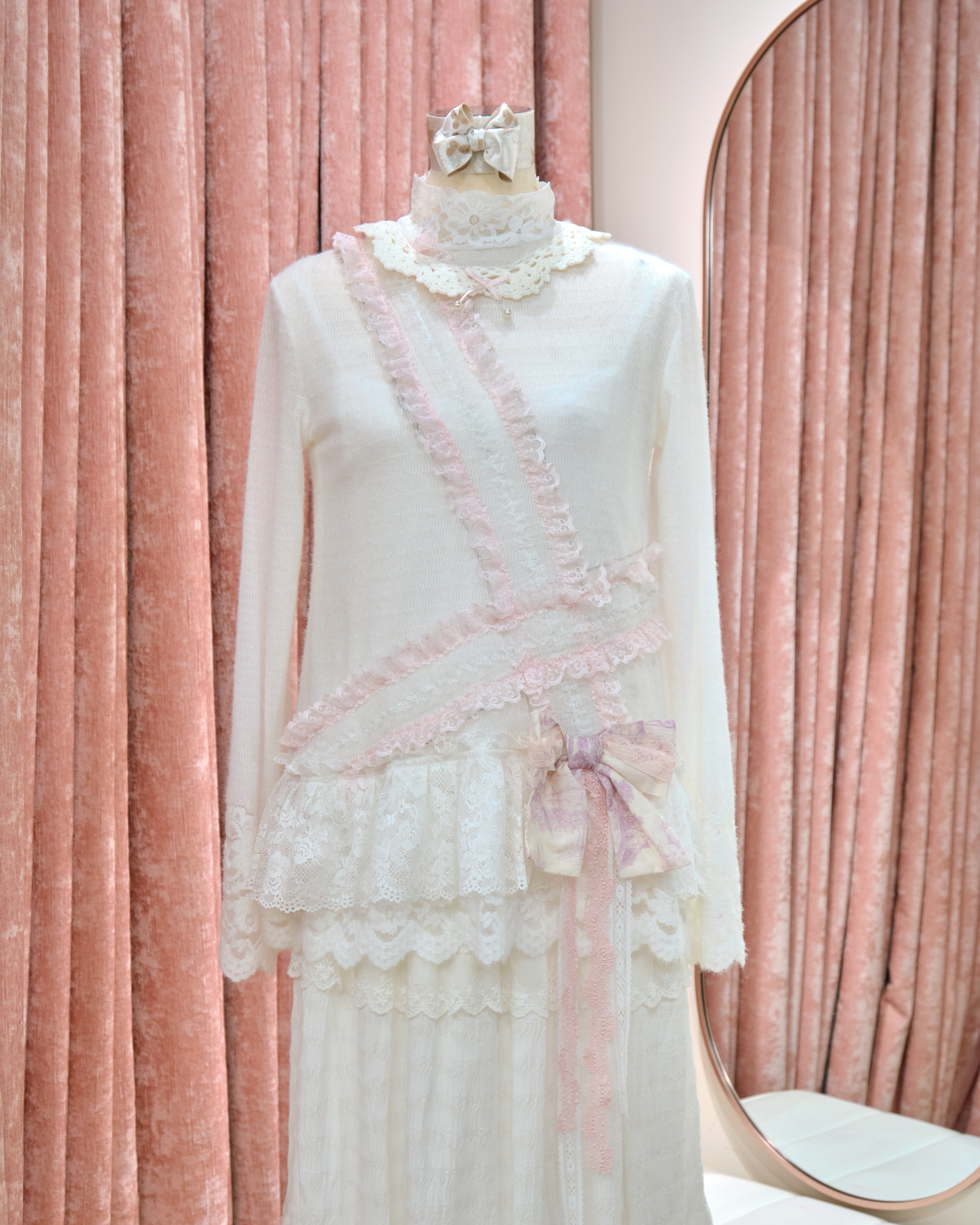 13345 Cream Lace Princess Collar Knit Series