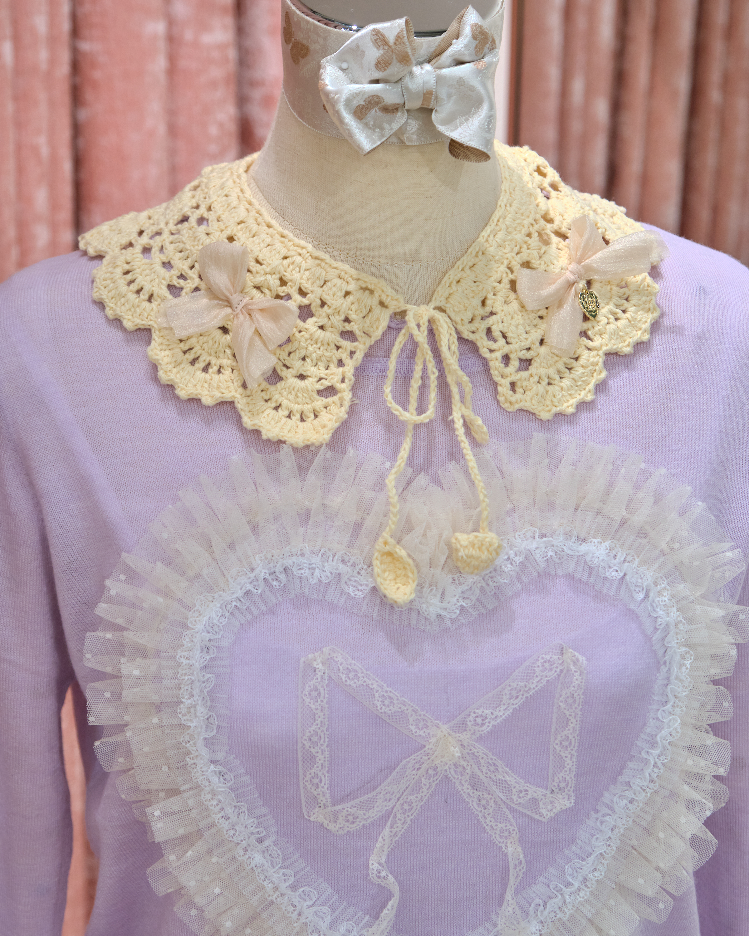 13344 Cream Lace Princess Collar Knit Series