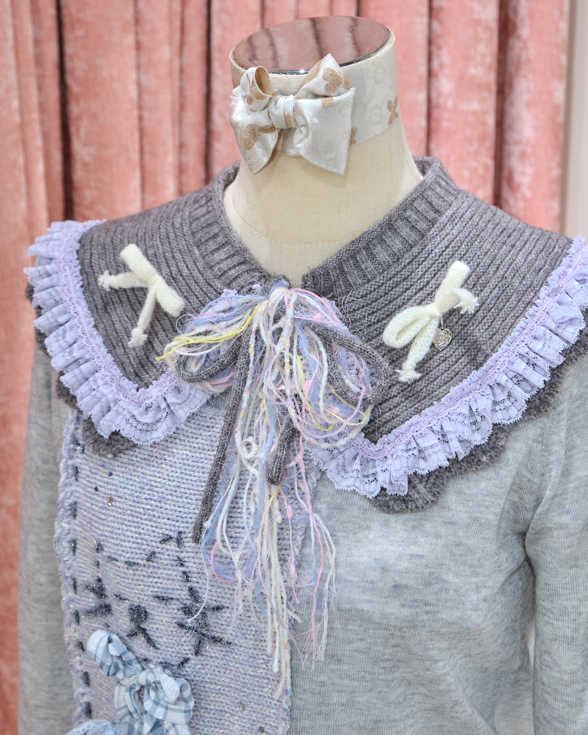 13341 Cream Lace Princess Collar Knit Series