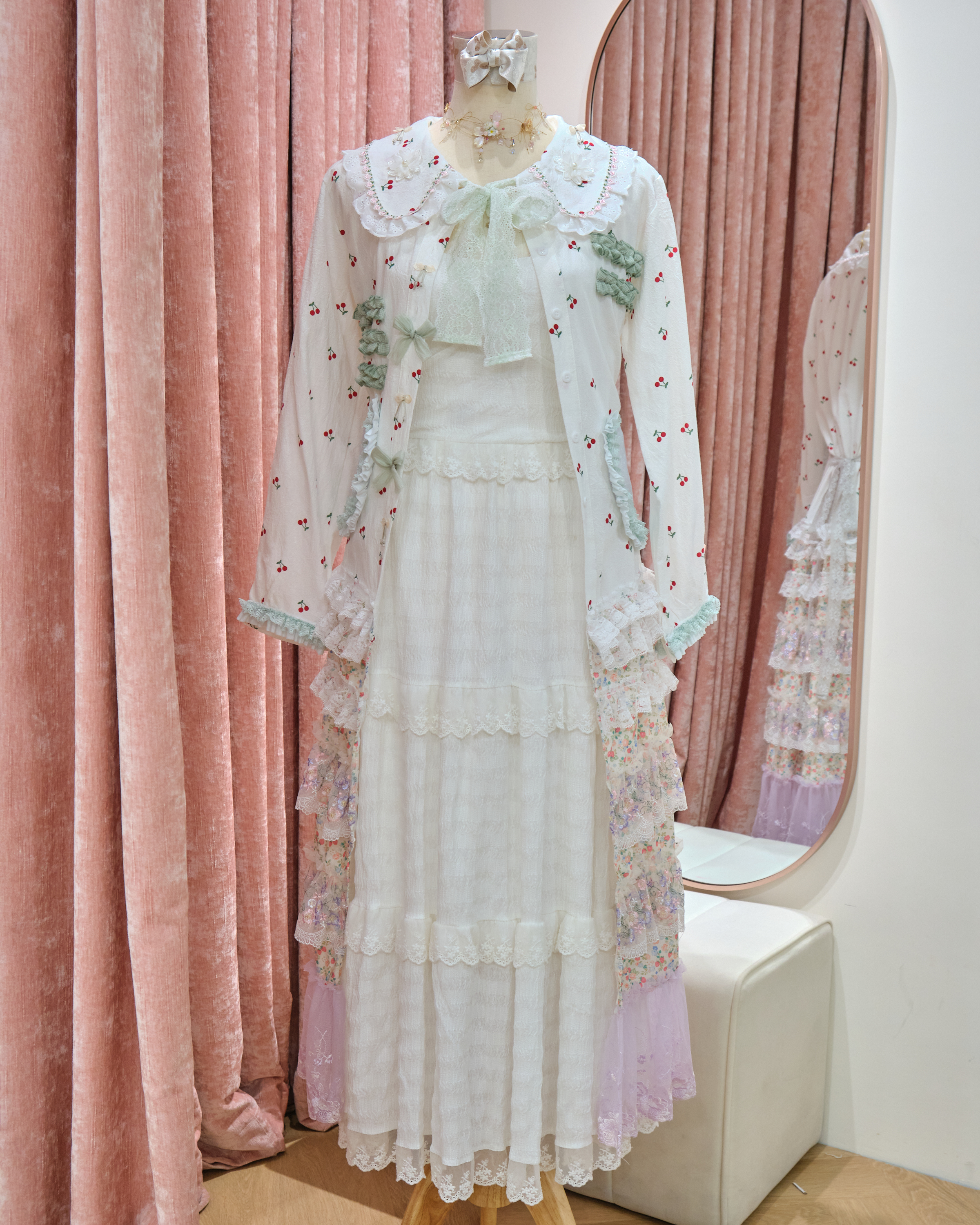 13338 Pastel Ruffle Fairy Long Blouse Jacket