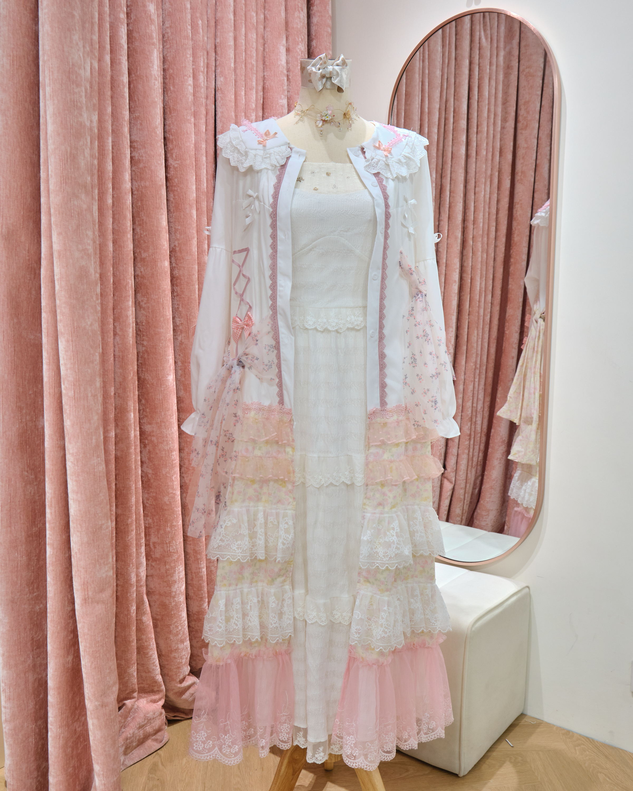 13339 Pastel Ruffle Fairy Long Blouse Jacket