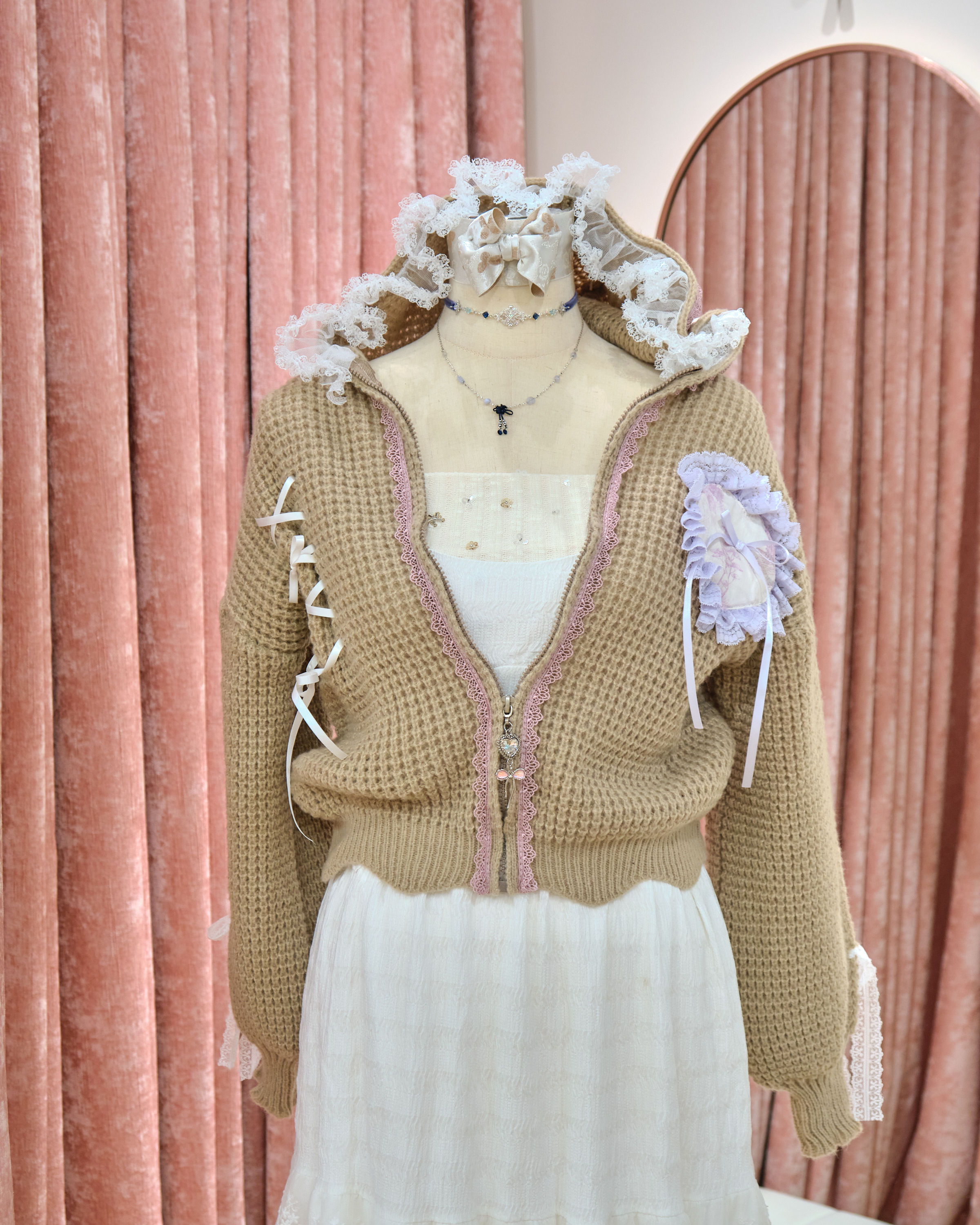 13336 Lace Fluff Princess Cropped Hooded Jacket