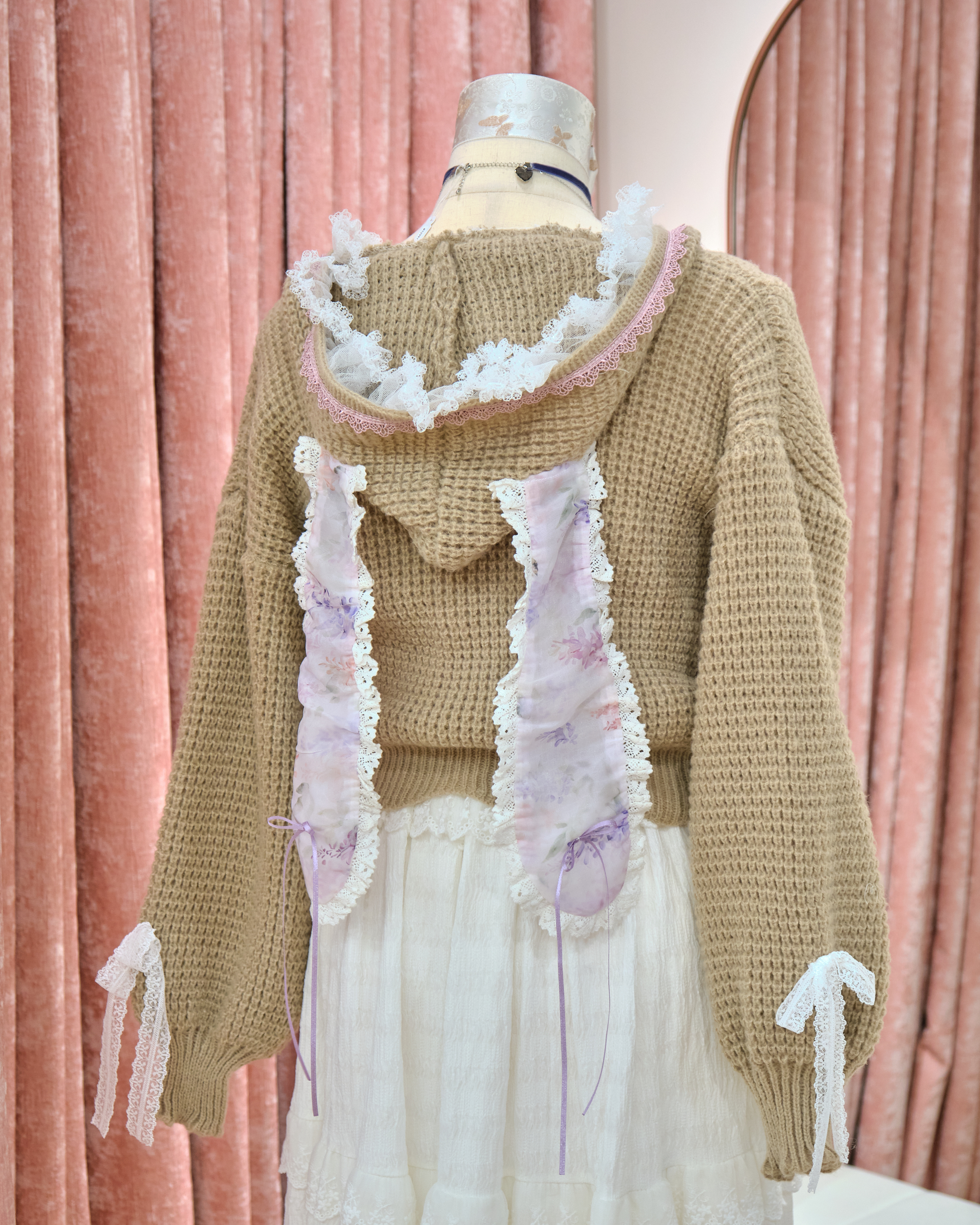 13336 Lace Fluff Princess Cropped Hooded Jacket