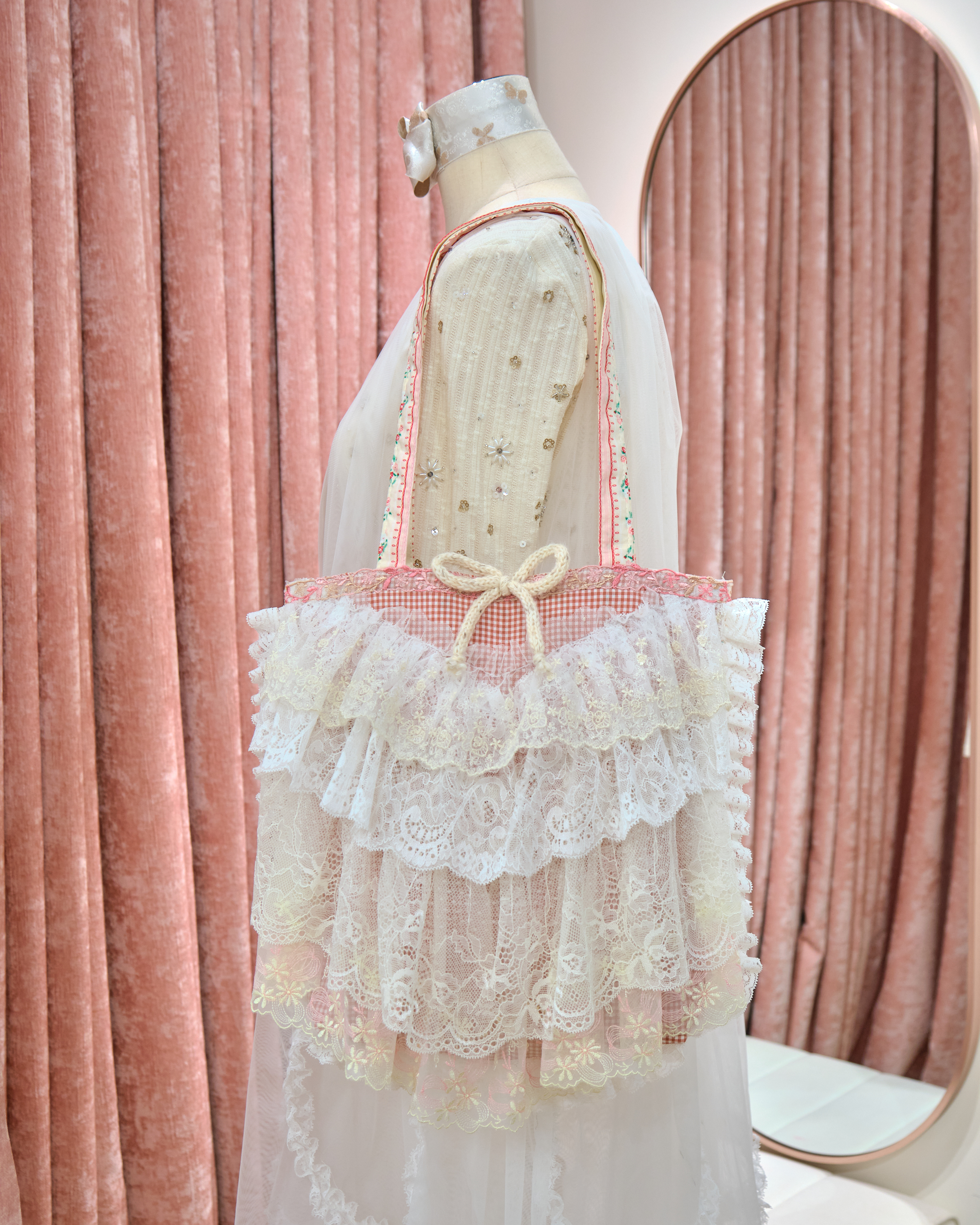 13331 Sweetheart Sheer Bow Quilted Tote Bag