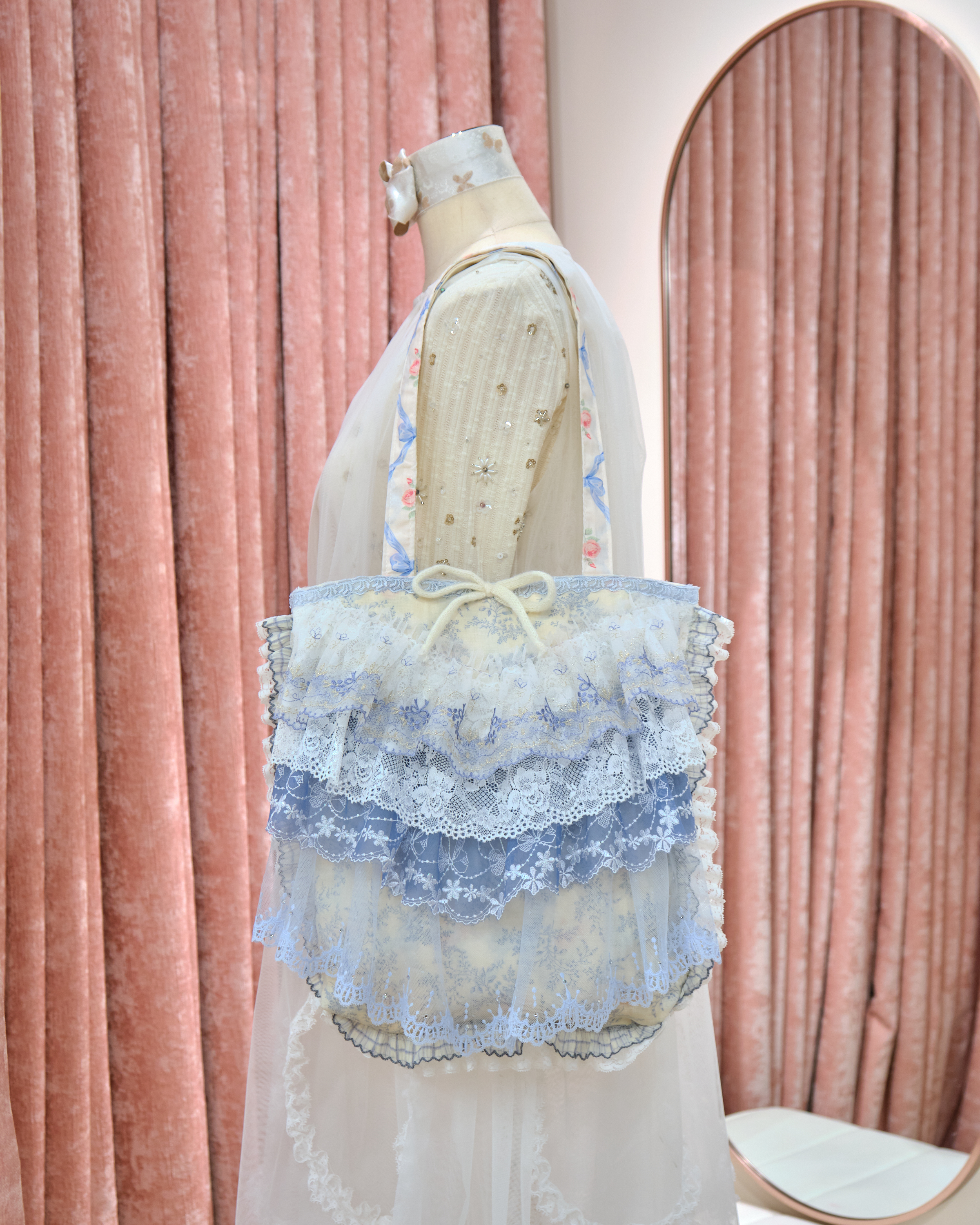 13329 Sweetheart Sheer Bow Quilted Tote Bag