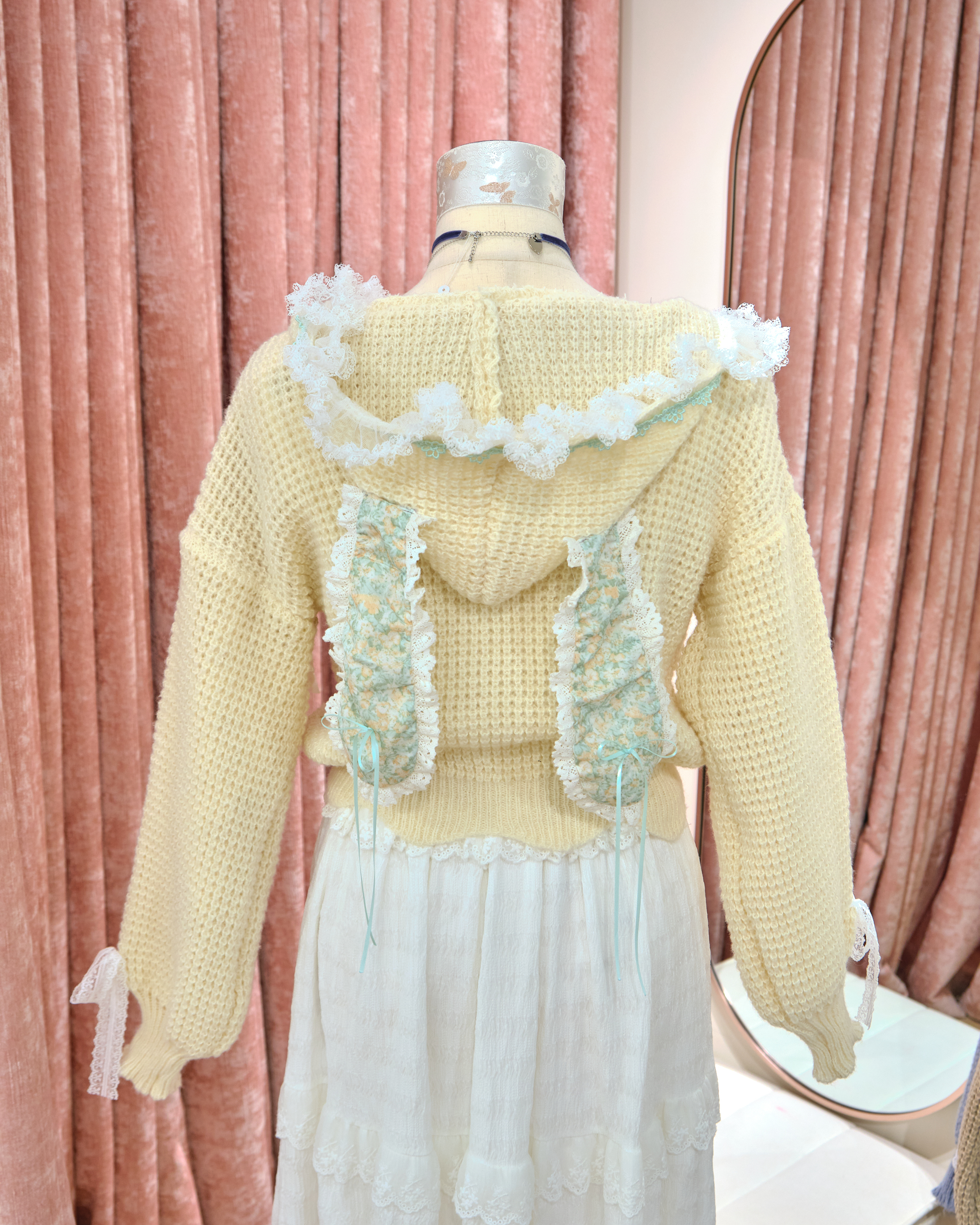 13335 Lace Fluff Princess Cropped Hooded Jacket