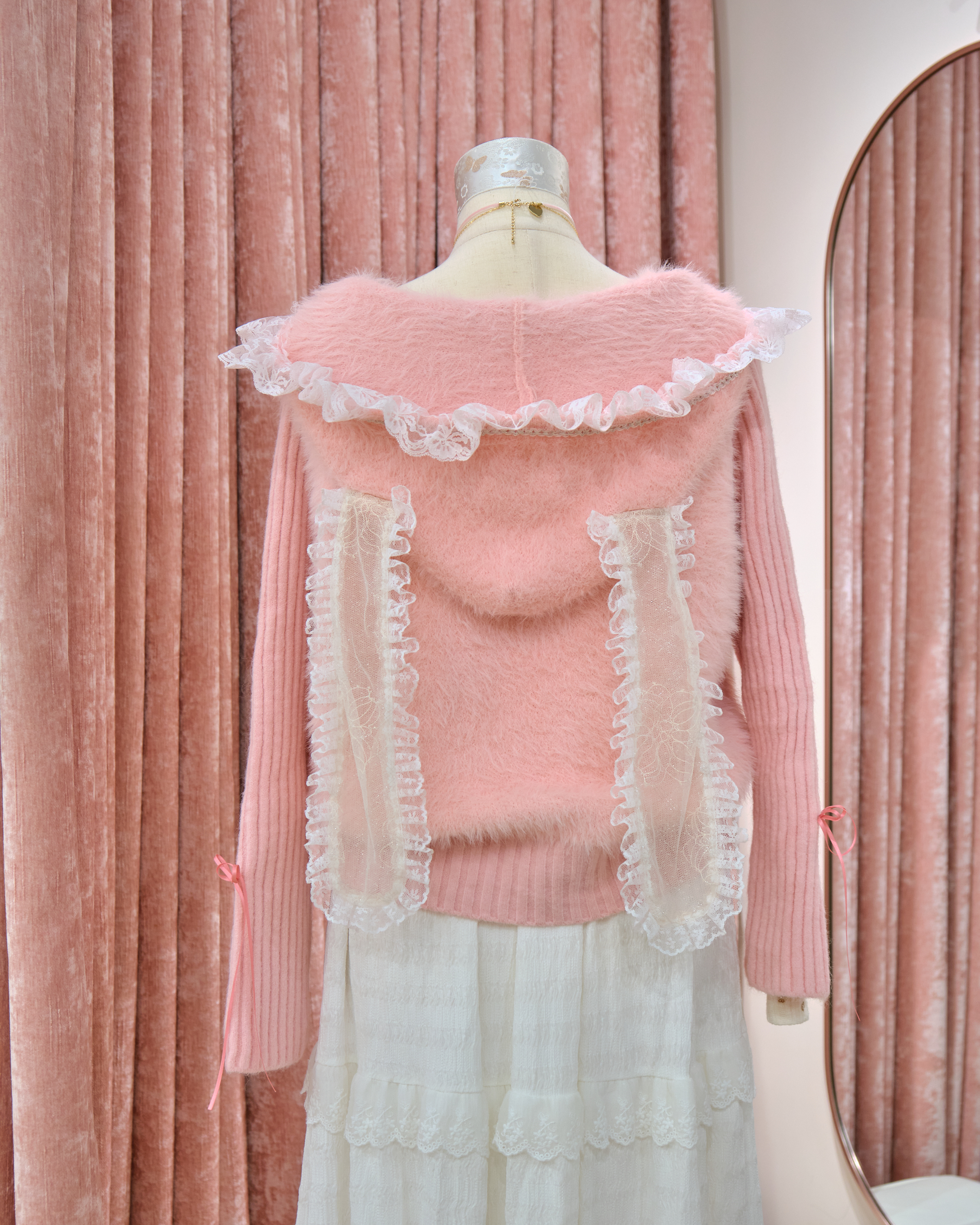 13333 Lace Fluff Princess Cropped Hooded Jacket