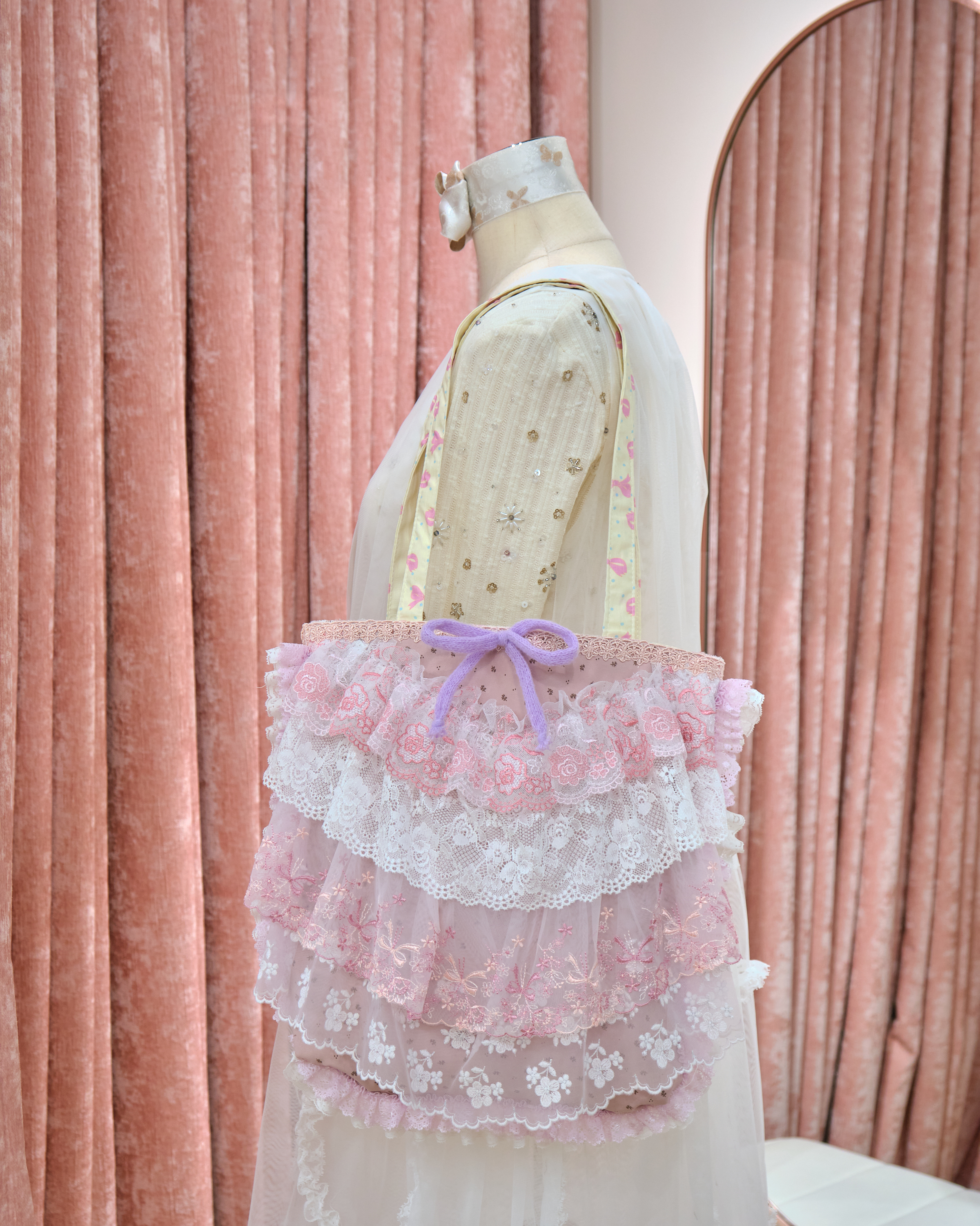 13332 Sweetheart Sheer Bow Quilted Tote Bag