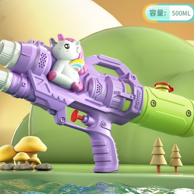 《2872》兒童恐龍獨角獸戲水雙噴頭水槍500ML