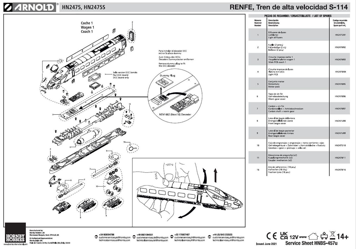 Arnold HN2470/11 Electric train ETR 610 / RABe 503 Coupler mechanism