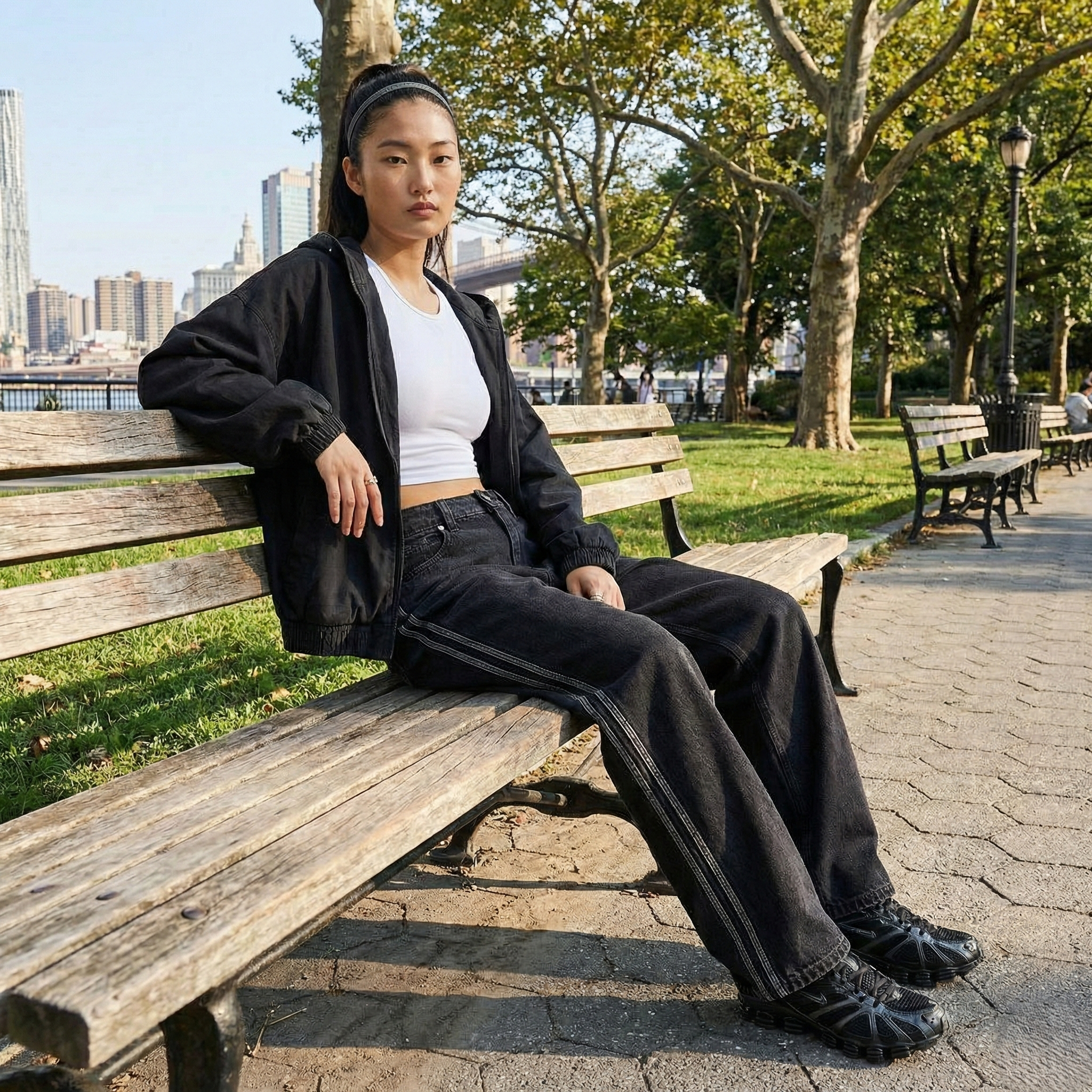 【預購】ADIDAS H022109 經典三線重工丹寧寬鬆運動褲