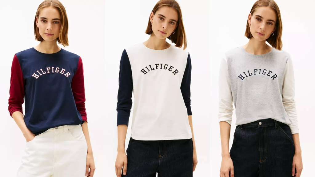 VO068 Tommy Hilfiger 拼接拱形LOGO長袖TEE