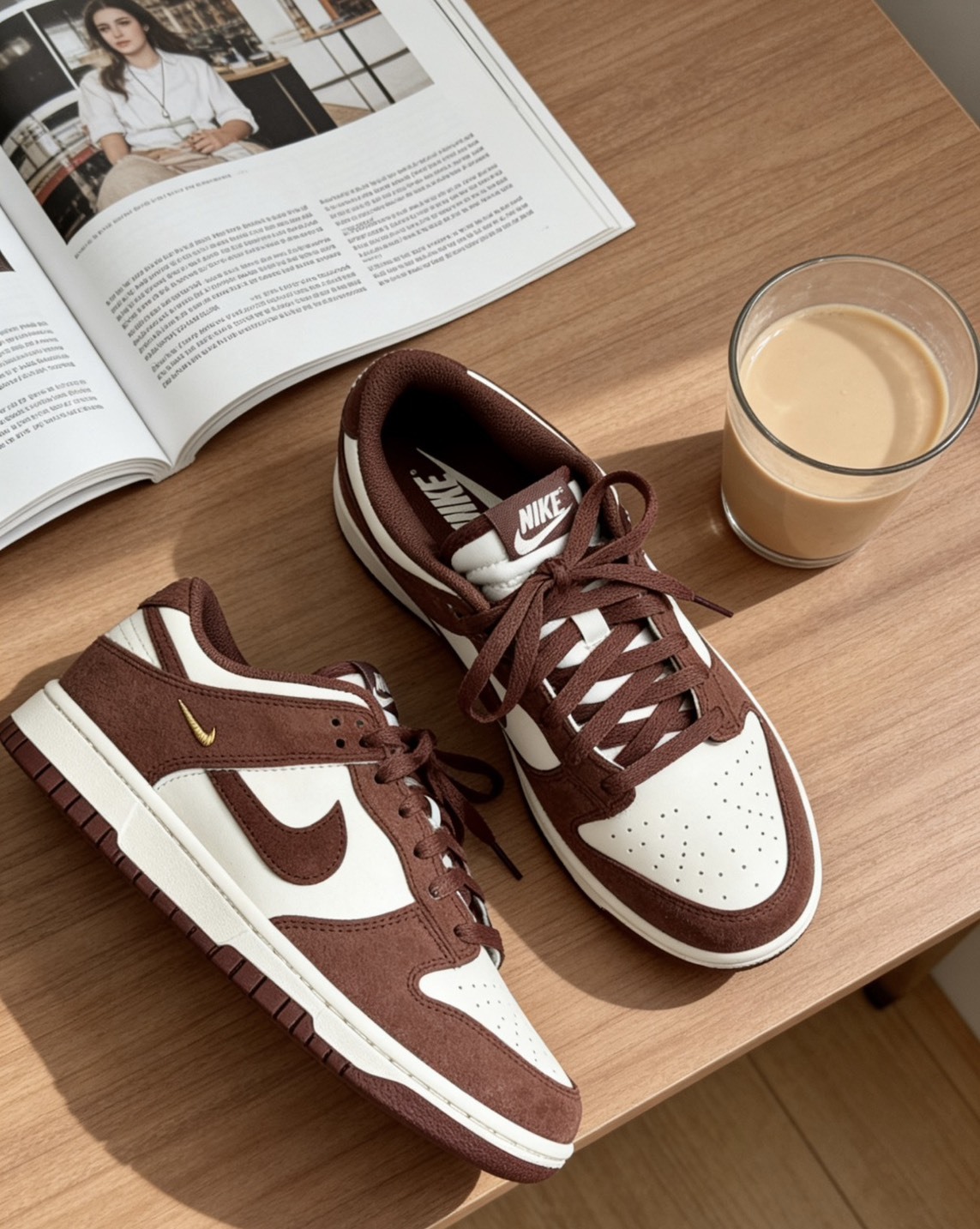 【OWN】NIKE Dunk Low 麂皮 皮革 棕紅 小金勾 磚紅 女款 IB4417-104