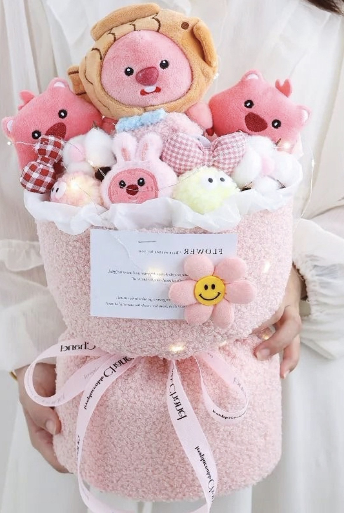 代購-卡通花束創意 畢業季玩偶公仔花抱桶款 女友情侶朋友生日節日花