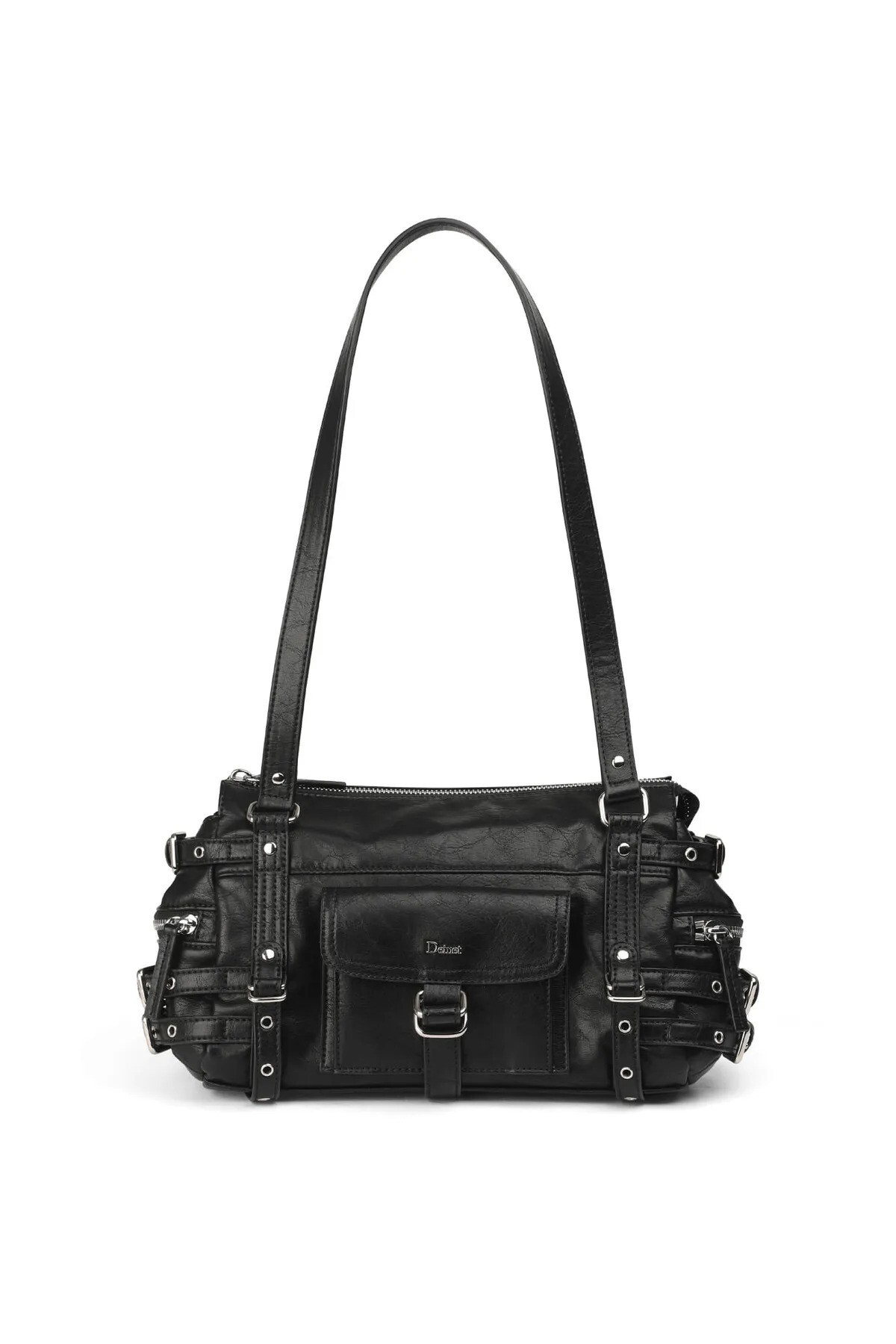 DEINET - BELTED POCKET MINI SHOULDER BAG (BLACK)