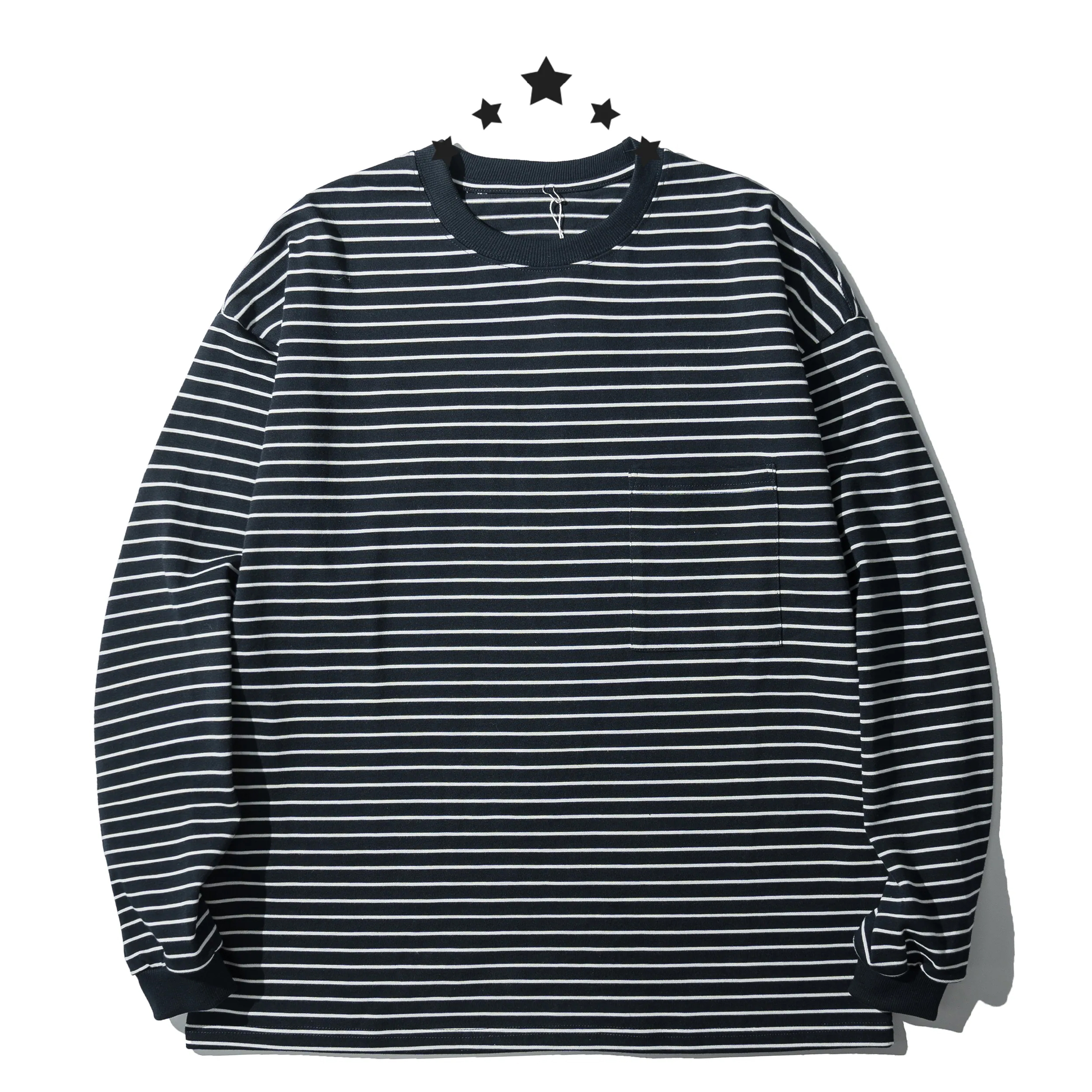 Navy Blue Striped LS Tee 深藍條紋 長袖Tee [P-ST92]