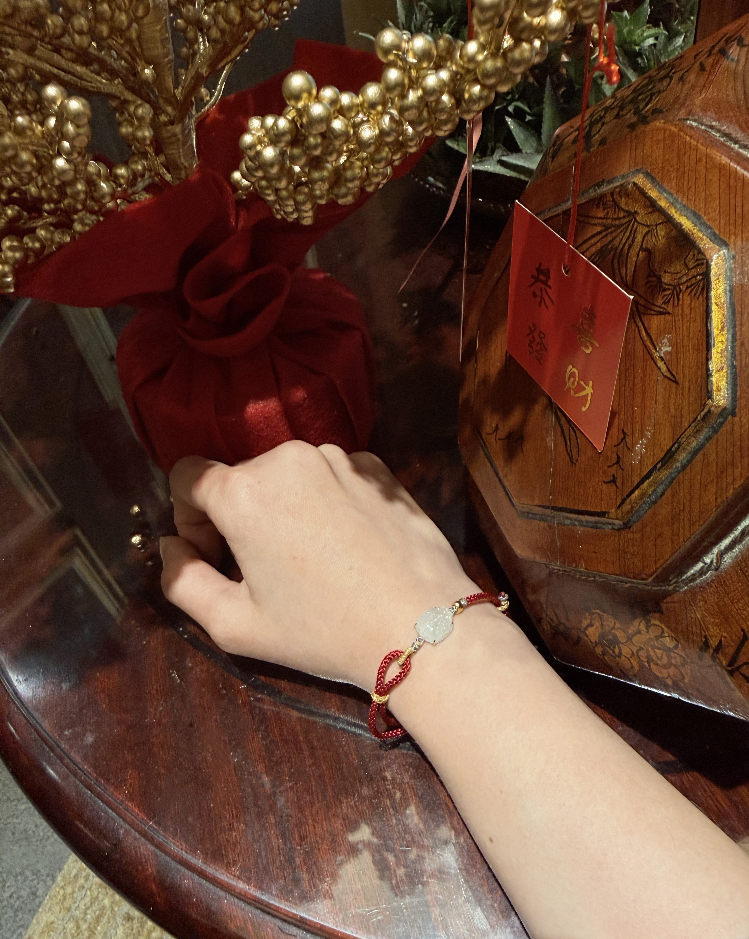 （特惠）黃金玻璃種翡翠貔貅手鍊