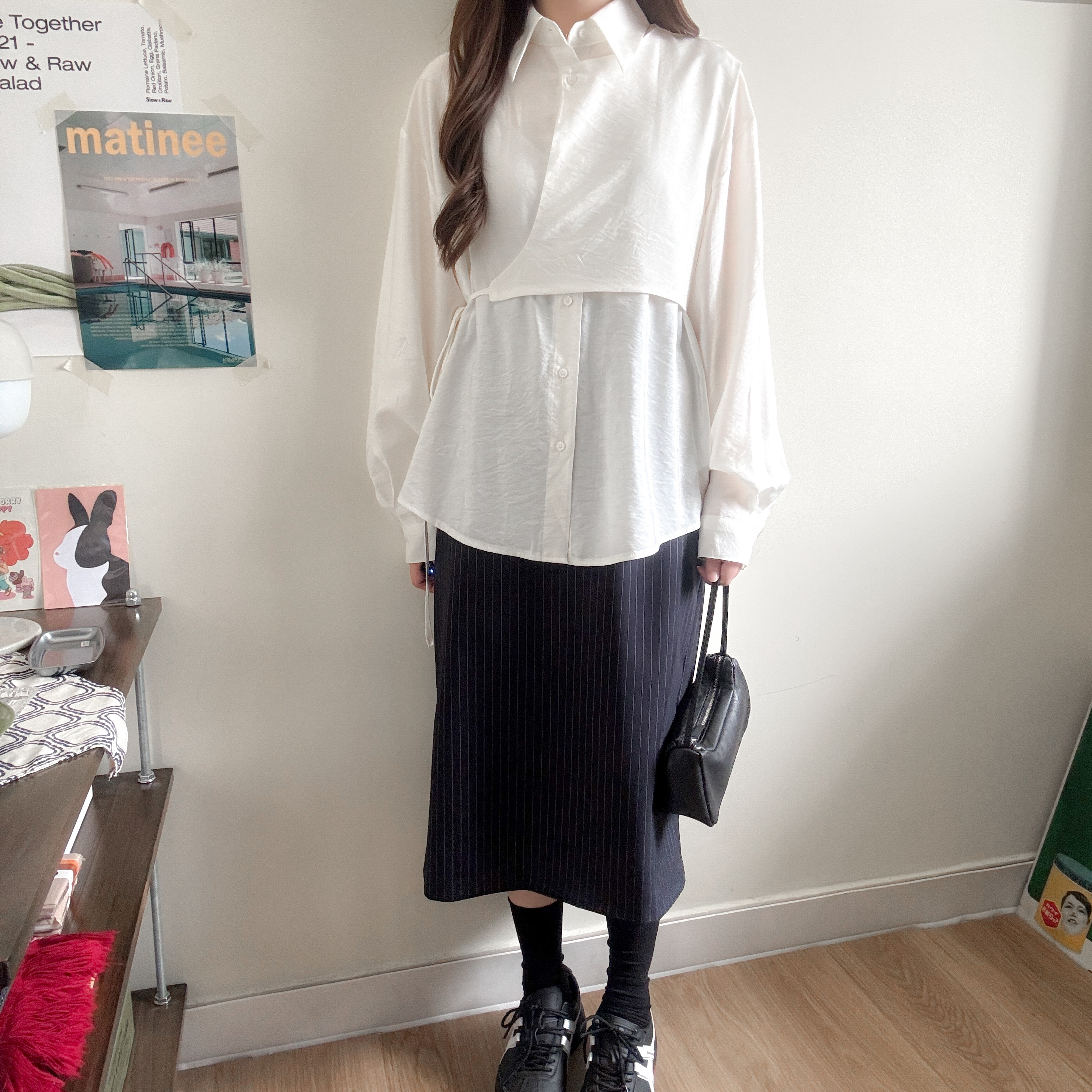 側綁帶馬夾層次恤衫