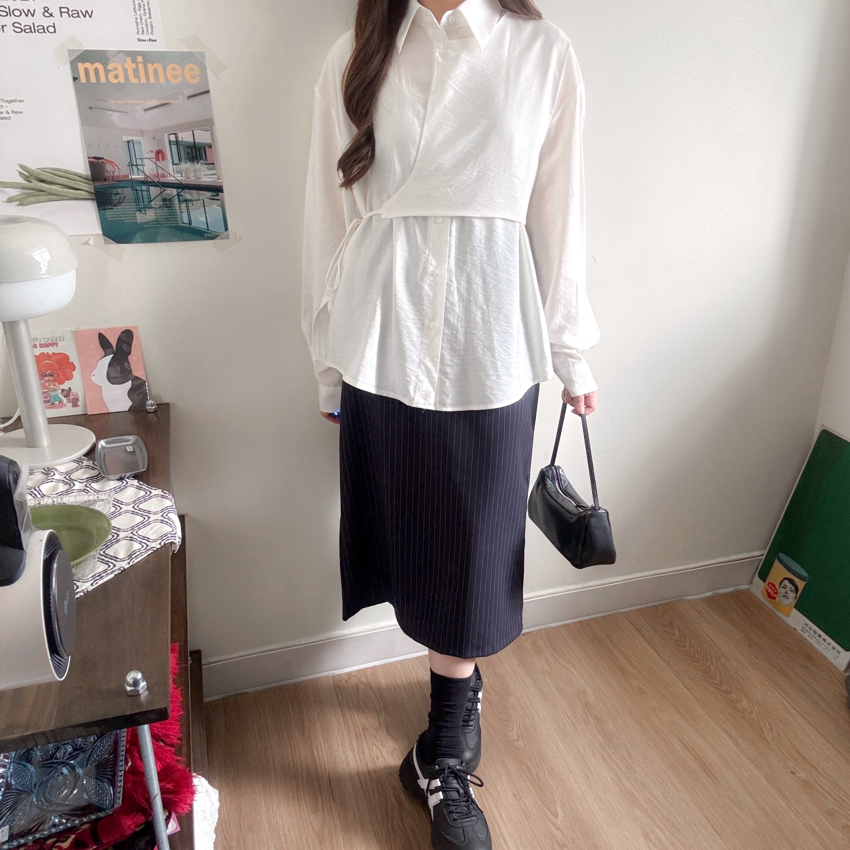 側綁帶馬夾層次恤衫