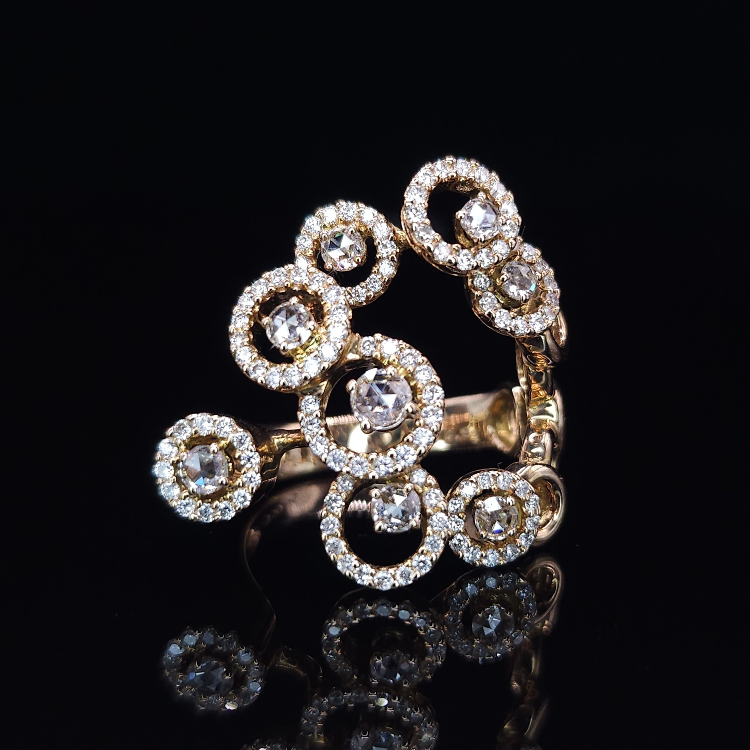 全新18K玫瑰金91份鑽石戒指