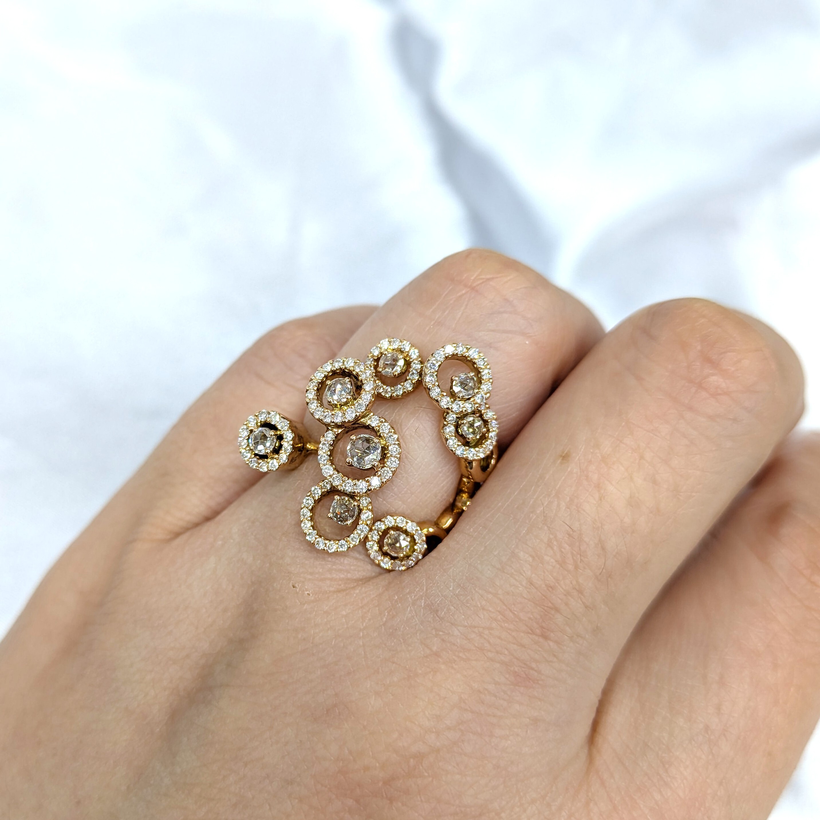 全新18K玫瑰金91份鑽石戒指