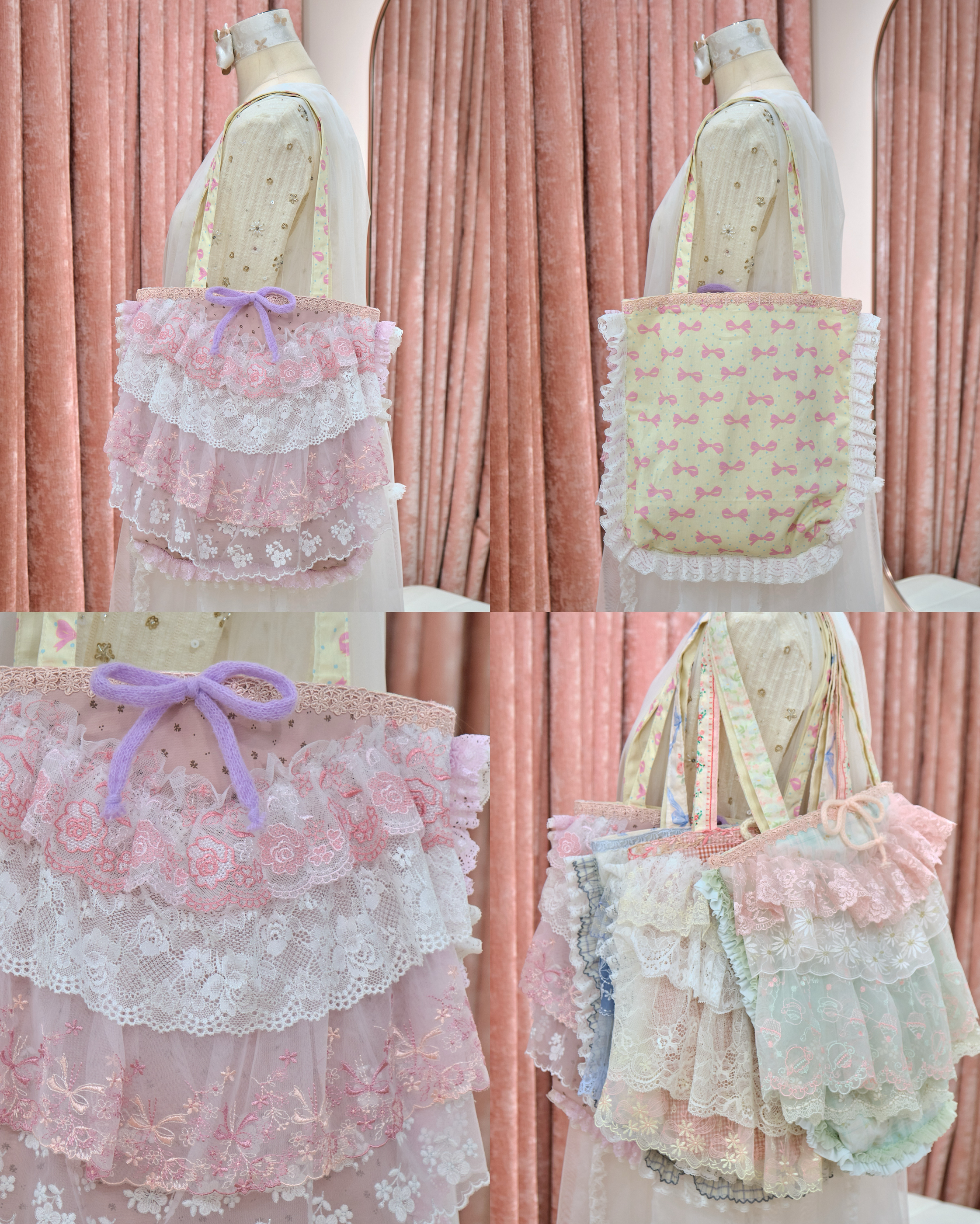 13332 Sweetheart Sheer Bow Quilted Tote Bag