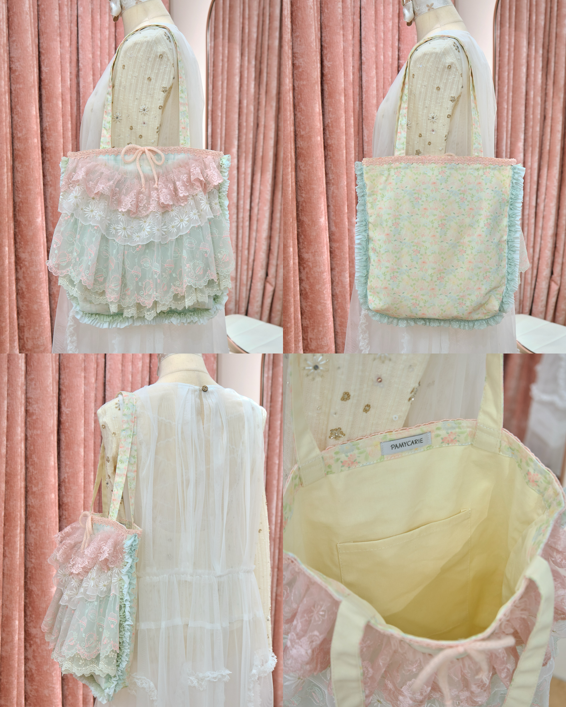 13330 Sweetheart Sheer Bow Quilted Tote Bag