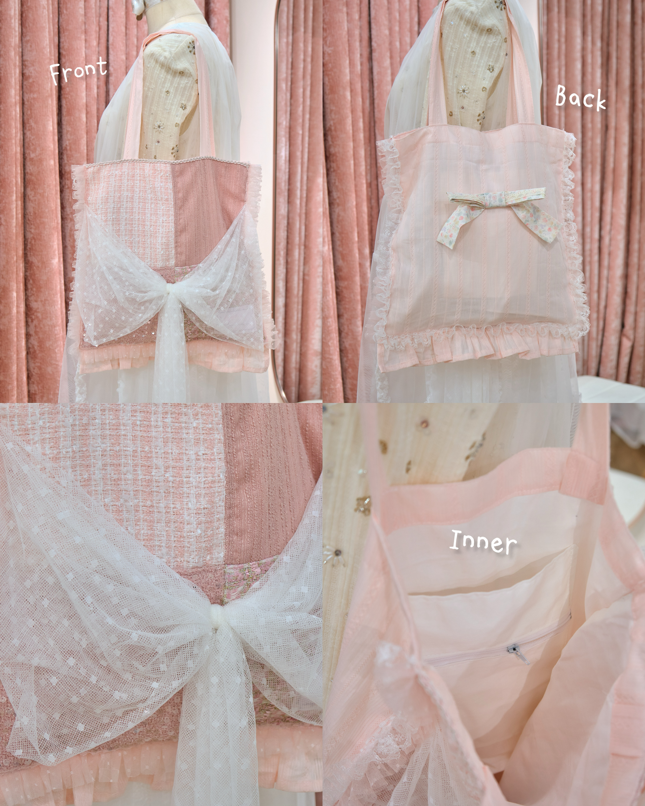 13327 Heart Blossom Ribbon Quilted Dream Tote Bag