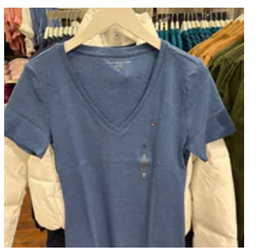 [S] TOMMY HILFIGER FOSSIL BLUE HEATHER V-NECK FAVORITE T-SHIRT, 76J4887-406 (STH1565)