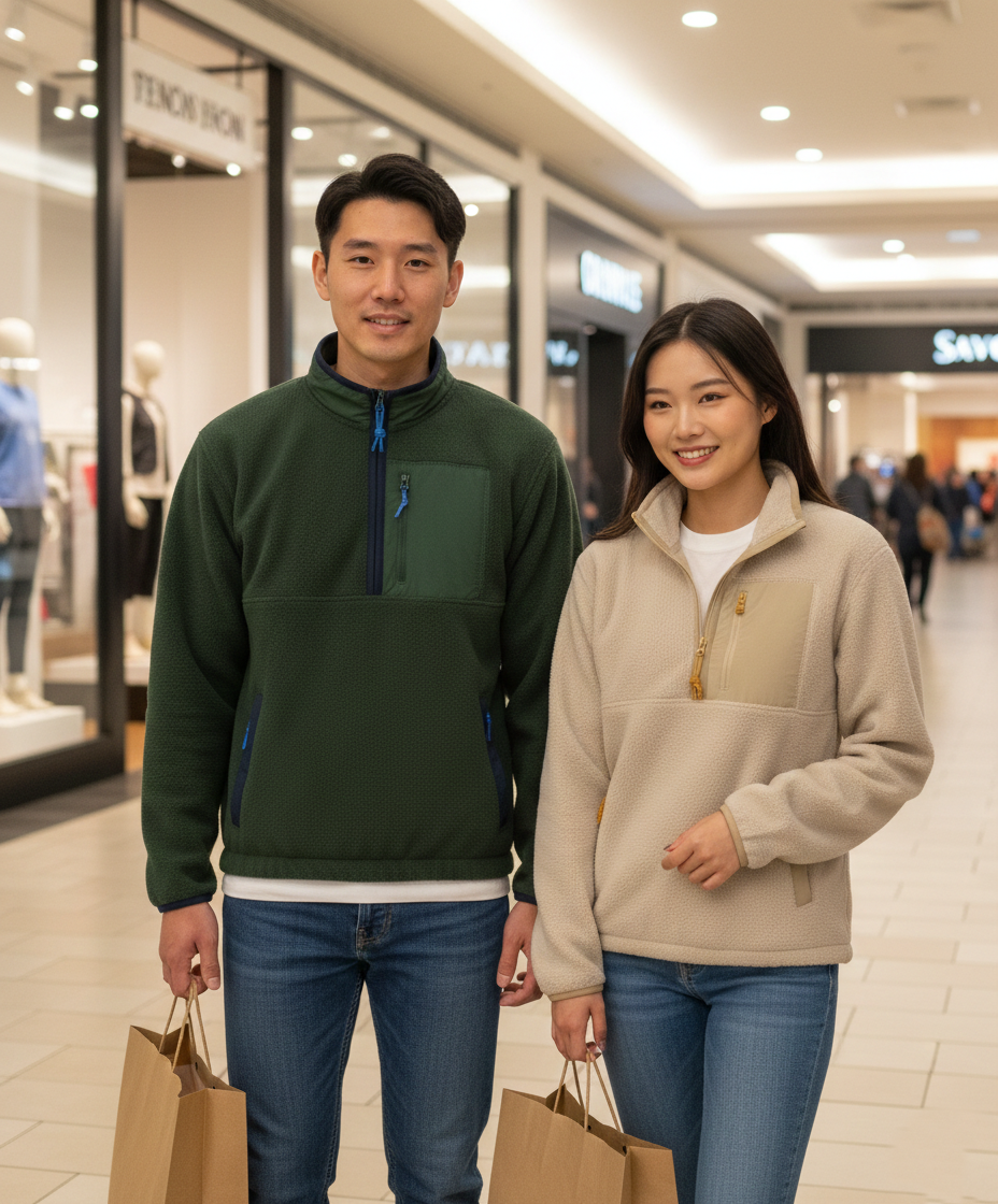 【預購】Gap H022112 男裝半拉鍊抓絨保暖外套