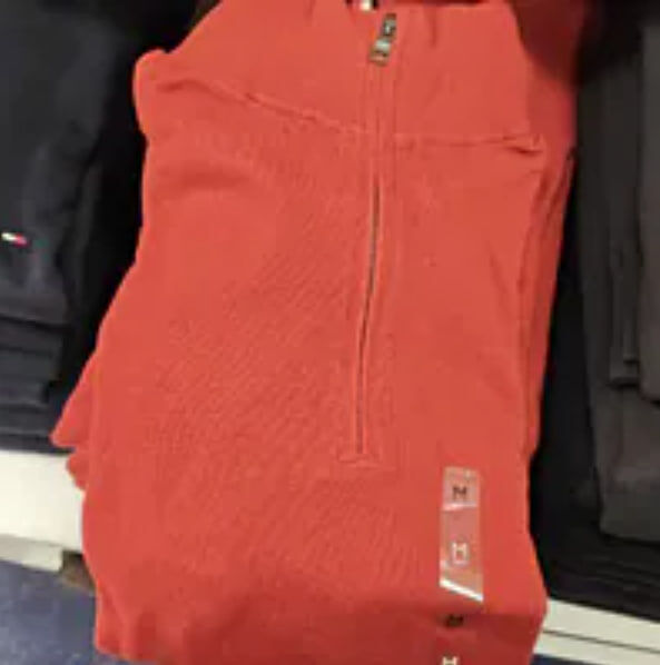 [S] TOMMY HILFIGER DARK MAGMA CLASSIC QUARTER-ZIP SWEATER, 78J9329-603 (STH1573)