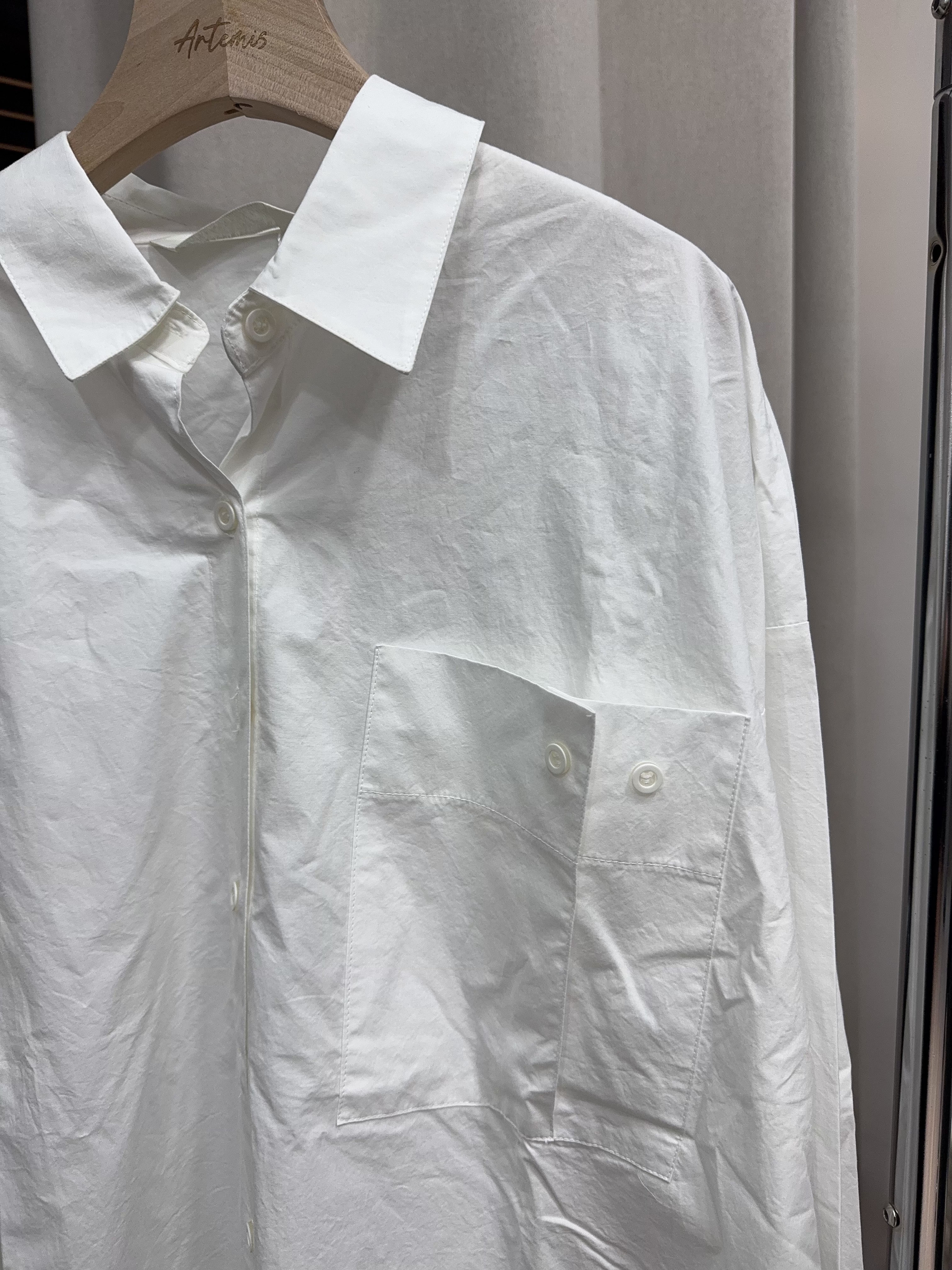 OVERSIZE白色poket裇衫