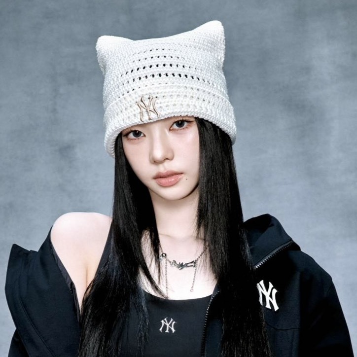 （預購）MLB Karina同款 夏日版鉤織貓耳帽