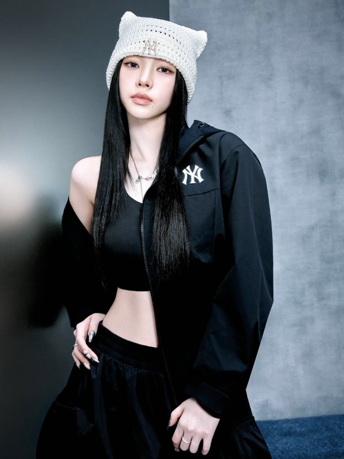 （預購）MLB Karina同款 夏日版鉤織貓耳帽