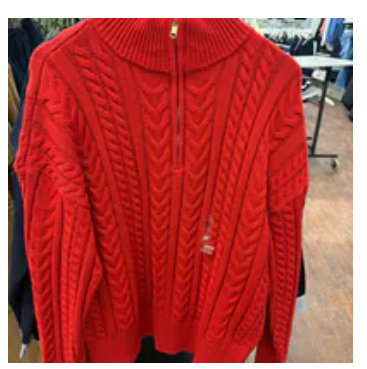 [S] TOMMY HILFIGER RED CABLE KNIT QUARTER ZIP SWEATER, XW06627-600 (STH1598)