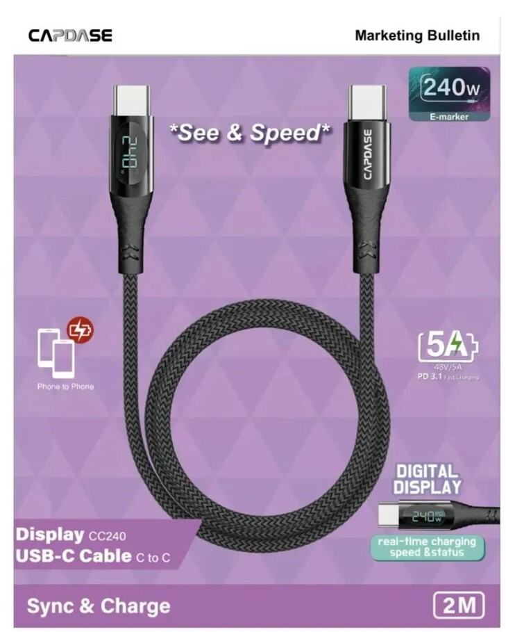 （2026新年限時優惠）Capdase CC240 Display C to C USB-C Cable 充電線 (1.2m) HC00-6401