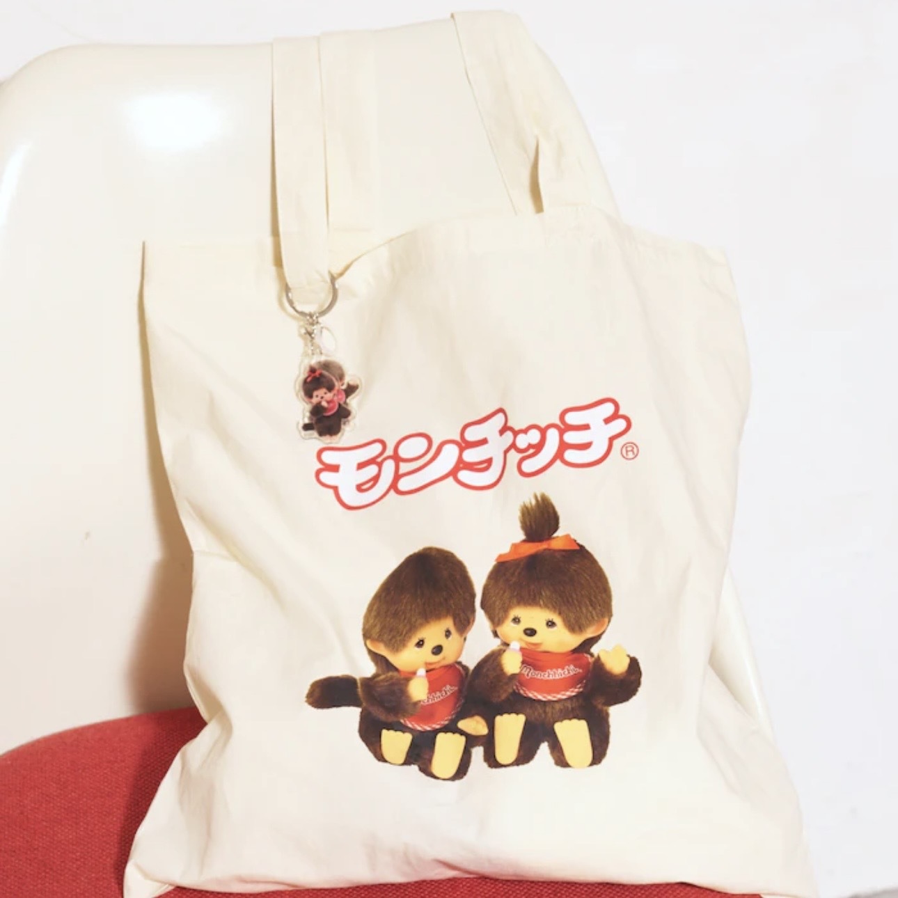 FREAK'S STORE x MONCHHICHI 蒙奇奇 帆布袋 肩背 手提包 附壓克力吊飾