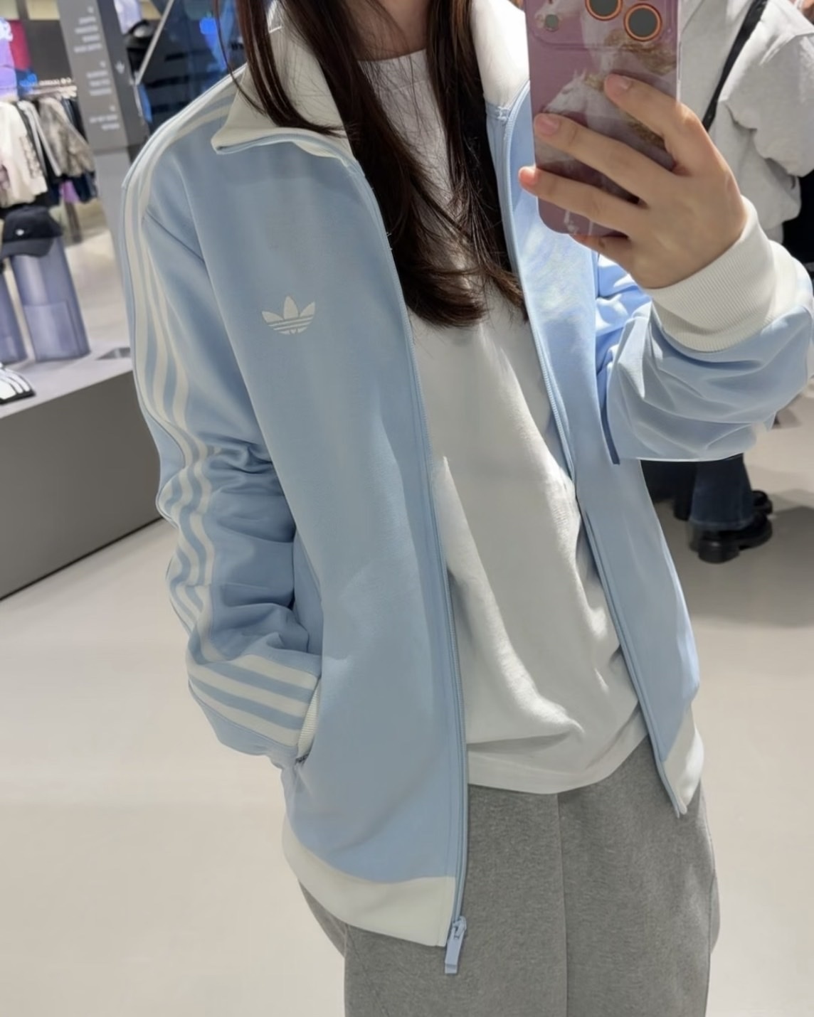 ADIDAS ORIGINALS 寶寶藍 藍白 外套 三線 雙拉鏈