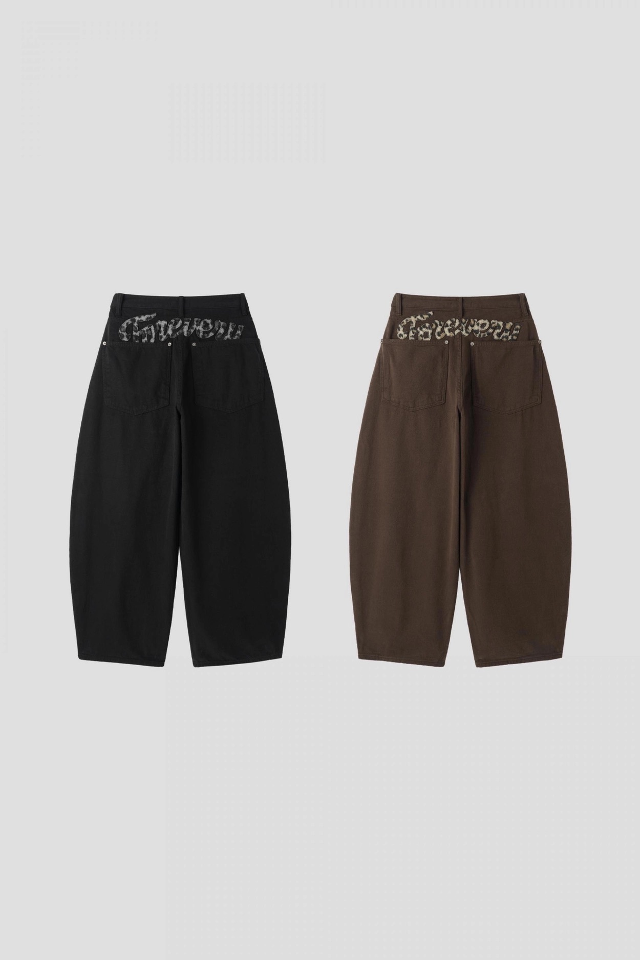 （3月韓國連線）P0249｜大熱款𖤐´-型格豹紋拼布彎刀褲🍂🪞₊✧