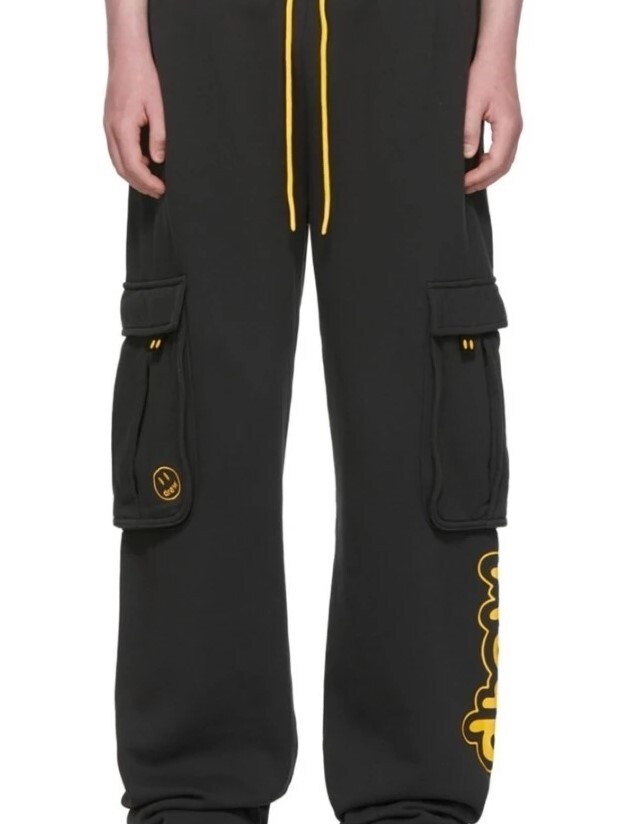 Drew House 大口袋 笑臉小標 側邊字母印花Logo 棉長褲