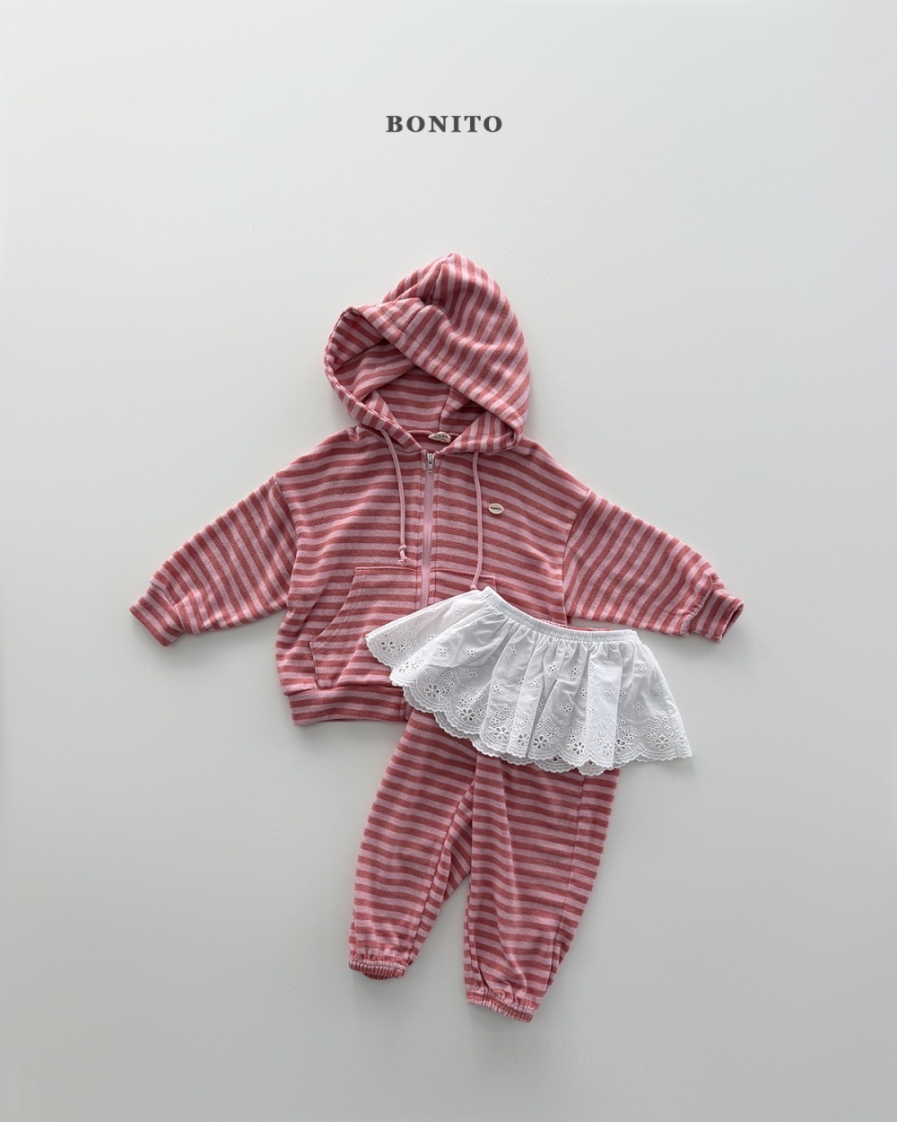 Bonito 條紋拉鏈連帽外套 / 3色