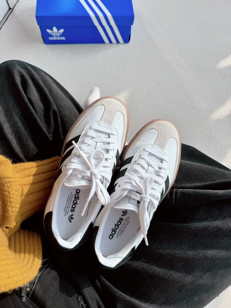 ADIDAS SAMBAE 白黑 焦糖底 厚底 增高 仿皮革 女鞋 (新春限定!)