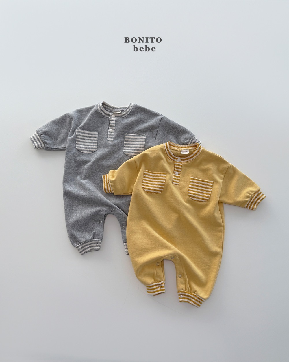 Bonito 可愛條紋口袋連身衣 / 2色 (Bebe)