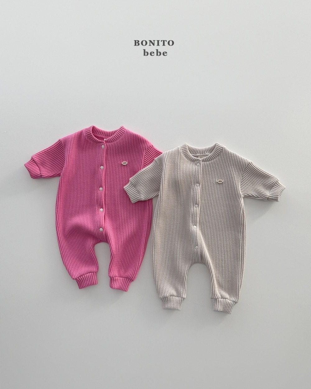 Bonito 圓標針織開衫連身衣 / 2色 (Bebe)